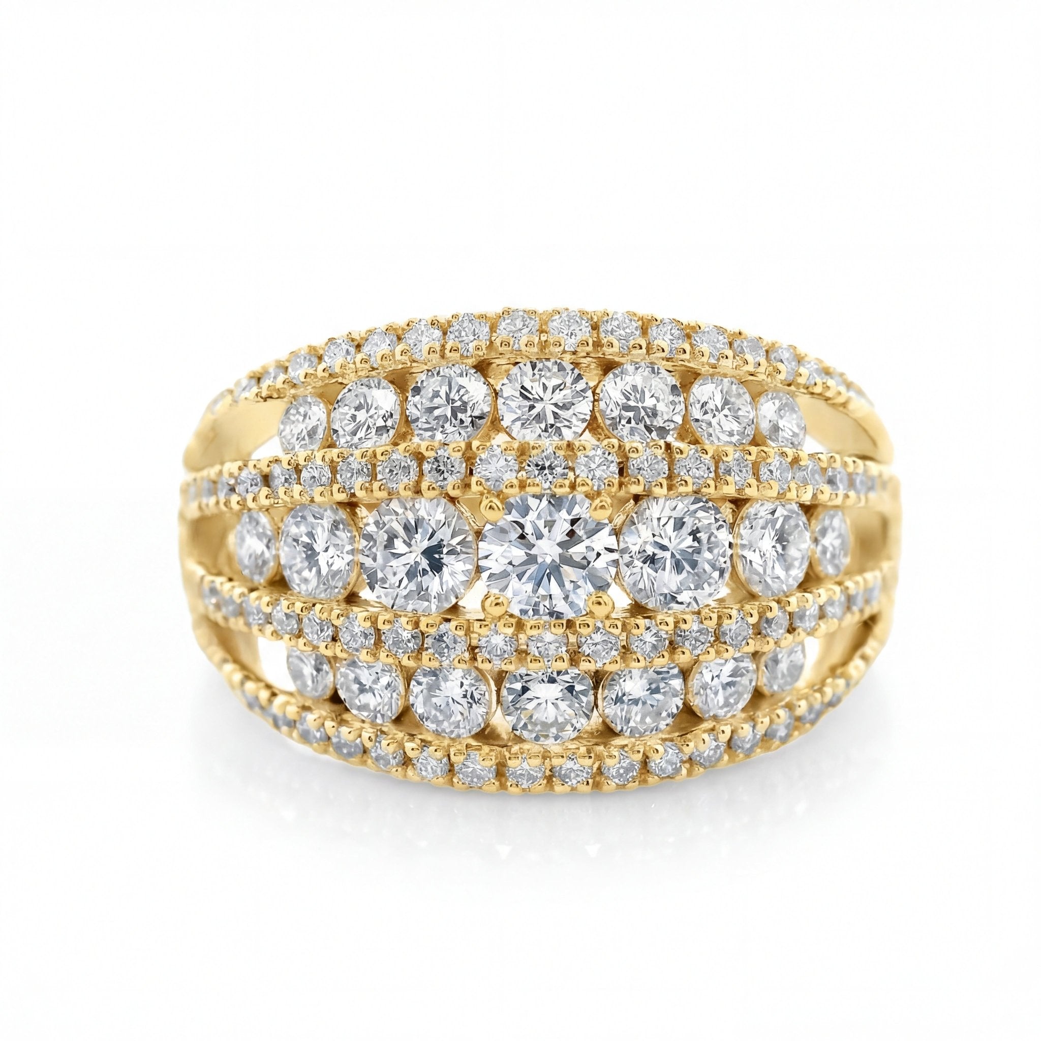 9ct Yellow Gold Lab Grown Diamond Statement Ring – 1.40ct TDW - Diamond Lab Boutique