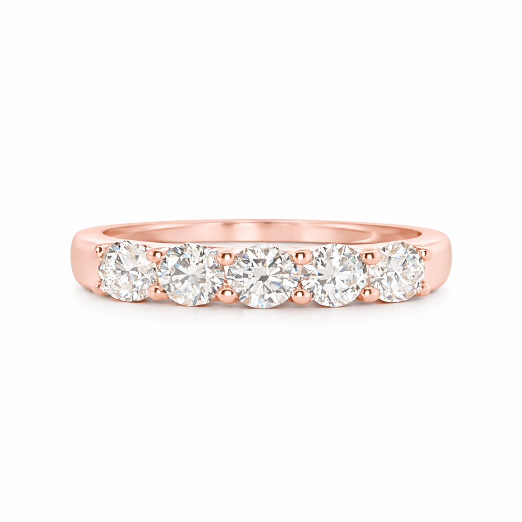 9ct Rose Gold Round Lab Grown Diamond Wedding Band – 0.70ct TDW