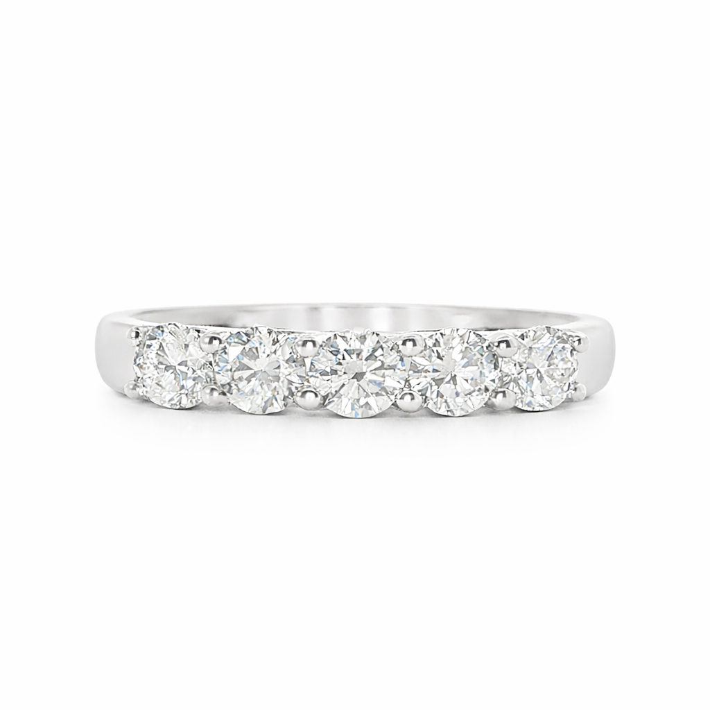 9ct White Gold Round Lab Grown Diamond Wedding Band – 0.70ct TDW