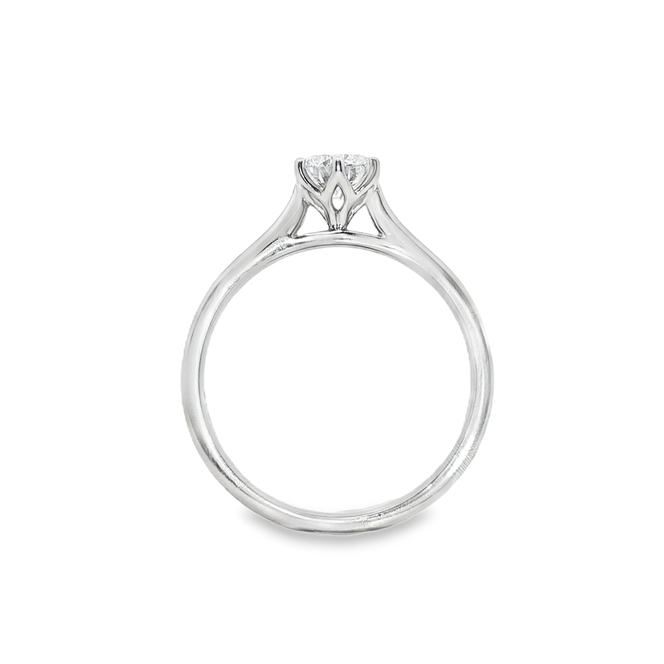 9ct White Gold Round Lab Grown Diamond Tulip 6-Claw Engagement Ring – 0.53ct TDW