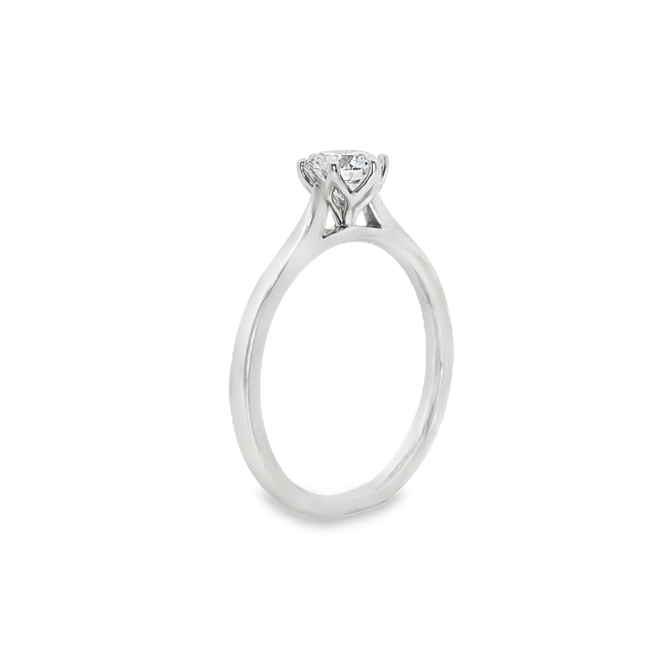 0.53ct Round Lab-Grown Diamond Tulip 6-Claw Engagement Ring in 9ct White Gold