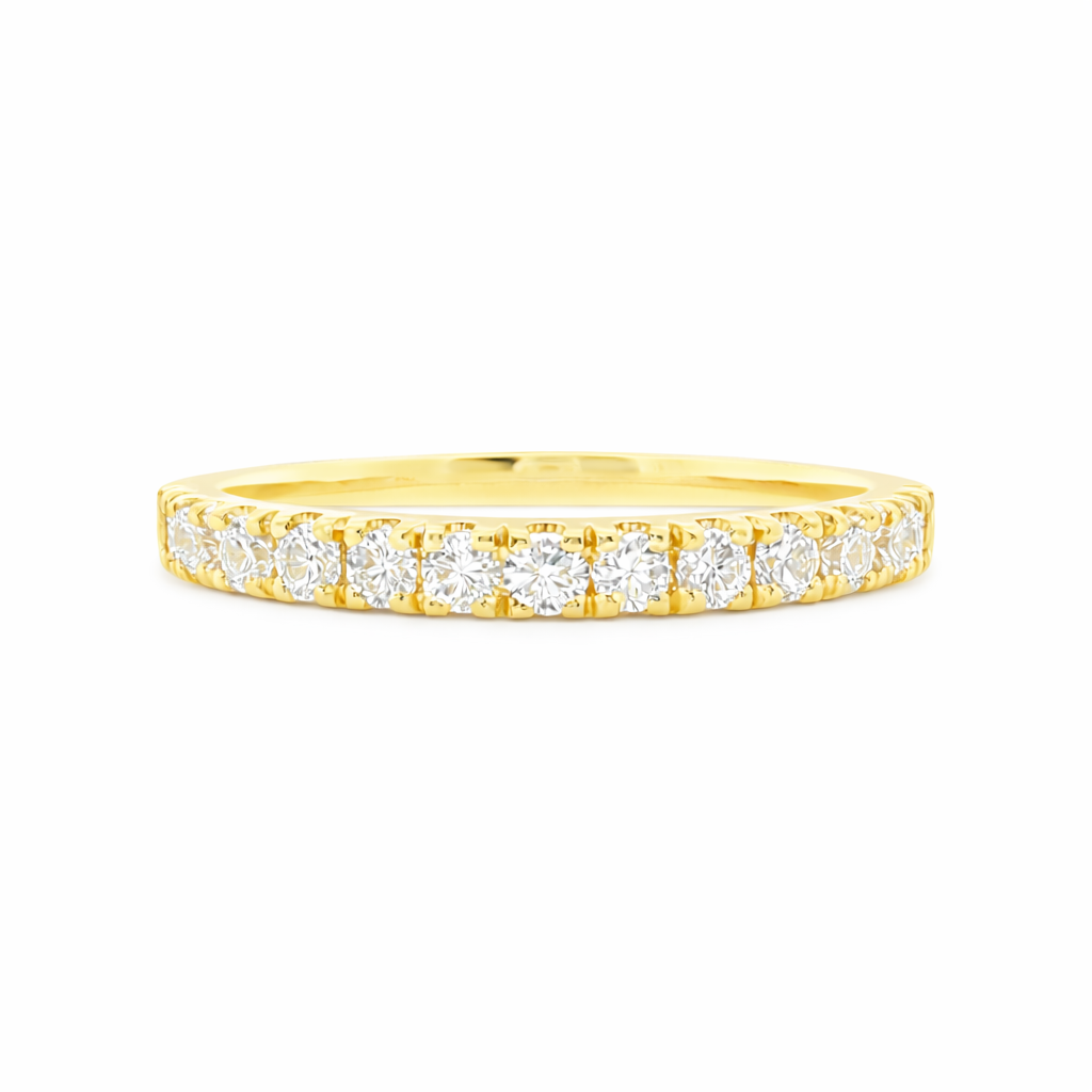 9ct Yellow Gold Split Claw Set Round Lab Grown Diamond Eternity Band – 0.45ct TDW