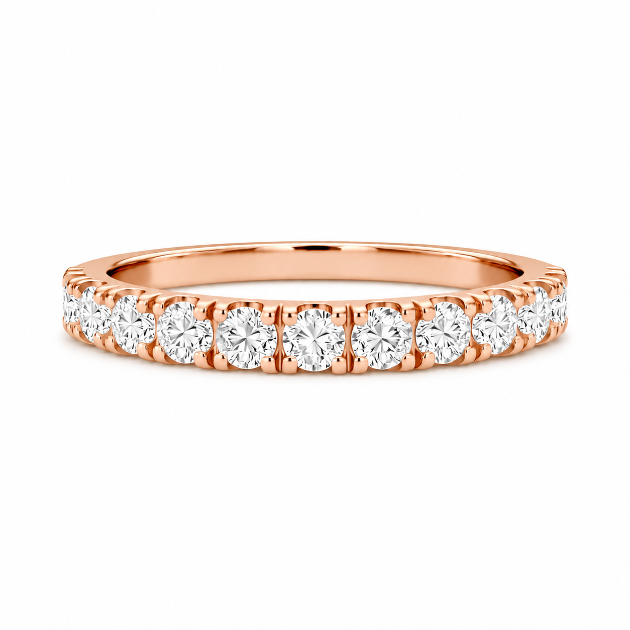 9ct Rose Gold Round Lab Grown Diamond Split Prong Band – 0.95ct TDW