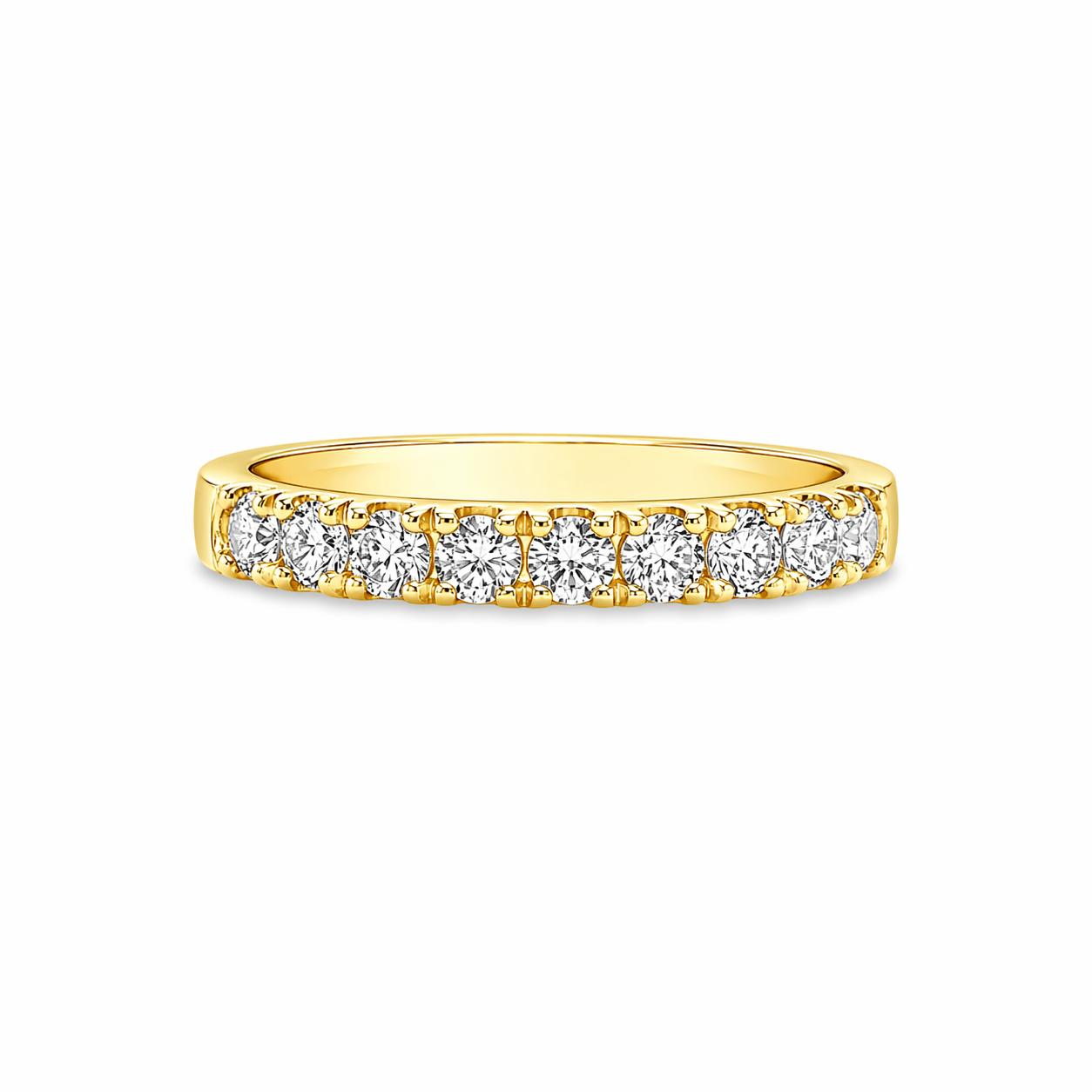 9ct Yellow Gold Round Lab Grown Diamond Split Claw Band – 0.60ct TDW