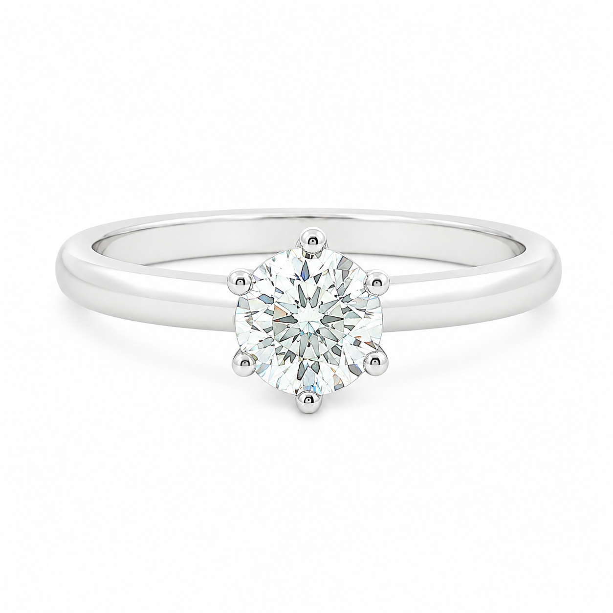 9ct White Gold Round Lab Grown Diamond Solitaire Ring – 1.07ct TDW