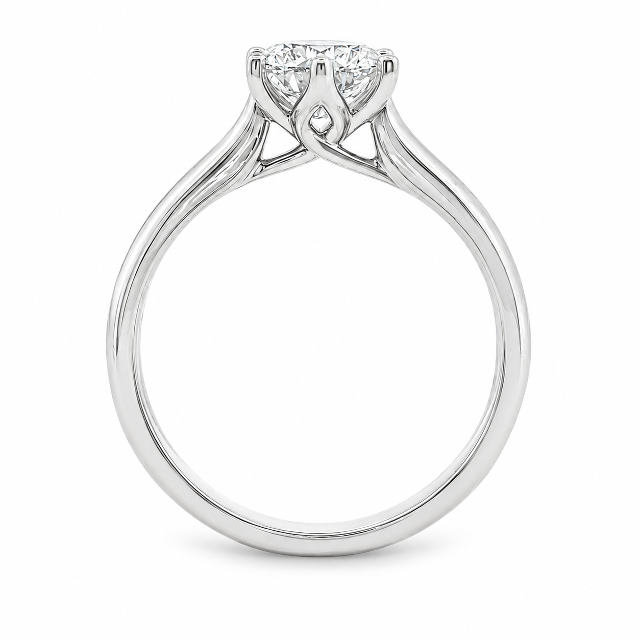9ct White Gold Round Lab Grown Diamond Solitaire Ring – 1.07ct TDW
