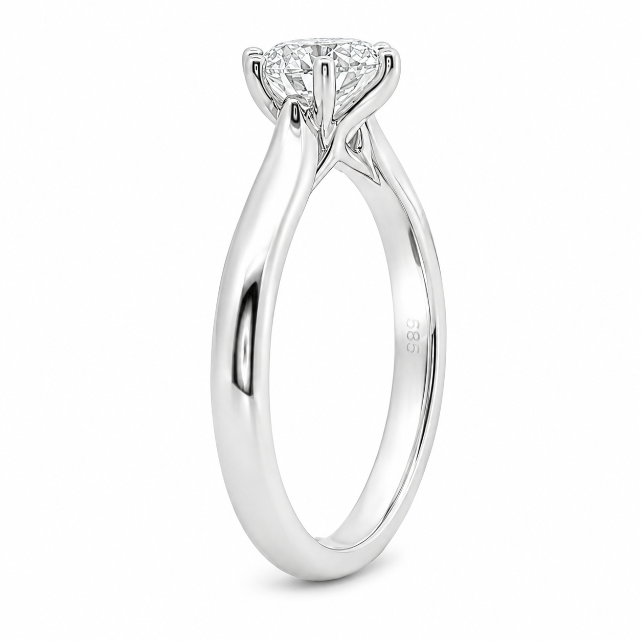 9ct White Gold Round Lab Grown Diamond Solitaire Ring – 1.07ct TDW