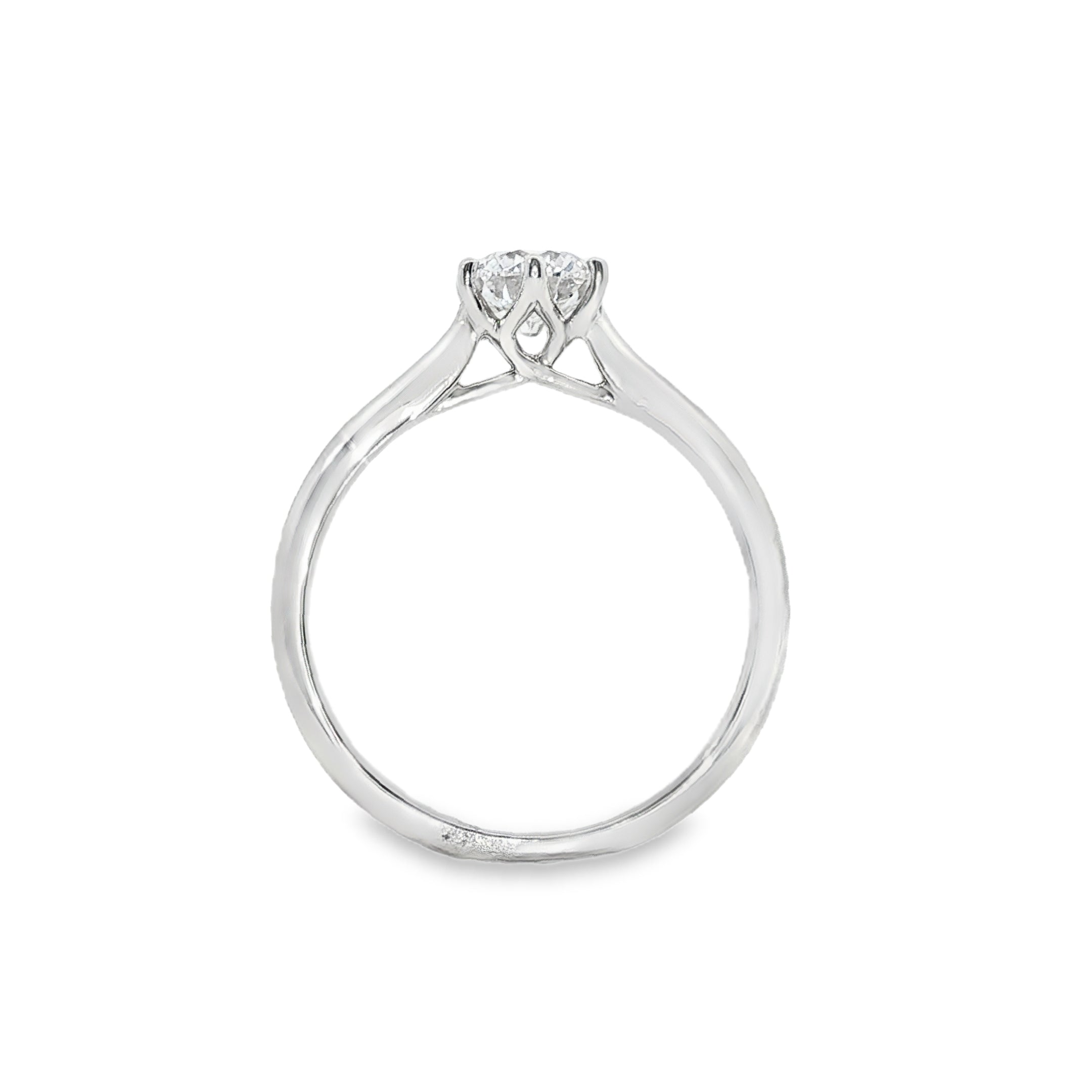 9ct White Gold Round Lab Grown Diamond Solitaire Engagement Ring – 0.72ct TDW