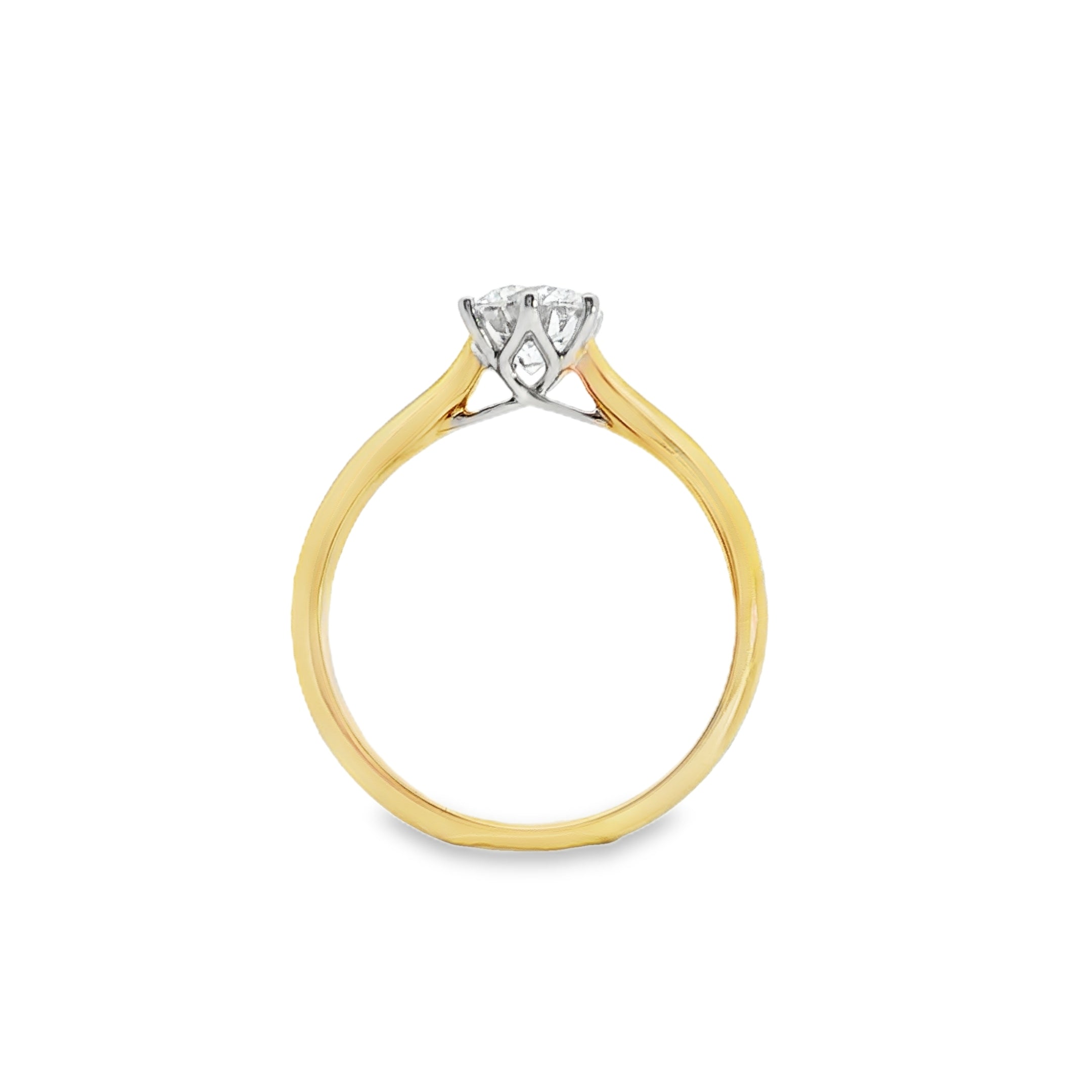 9ct Yellow and White Gold Round Lab Grown Diamond Solitaire Engagement Ring – 0.75ct TDW
