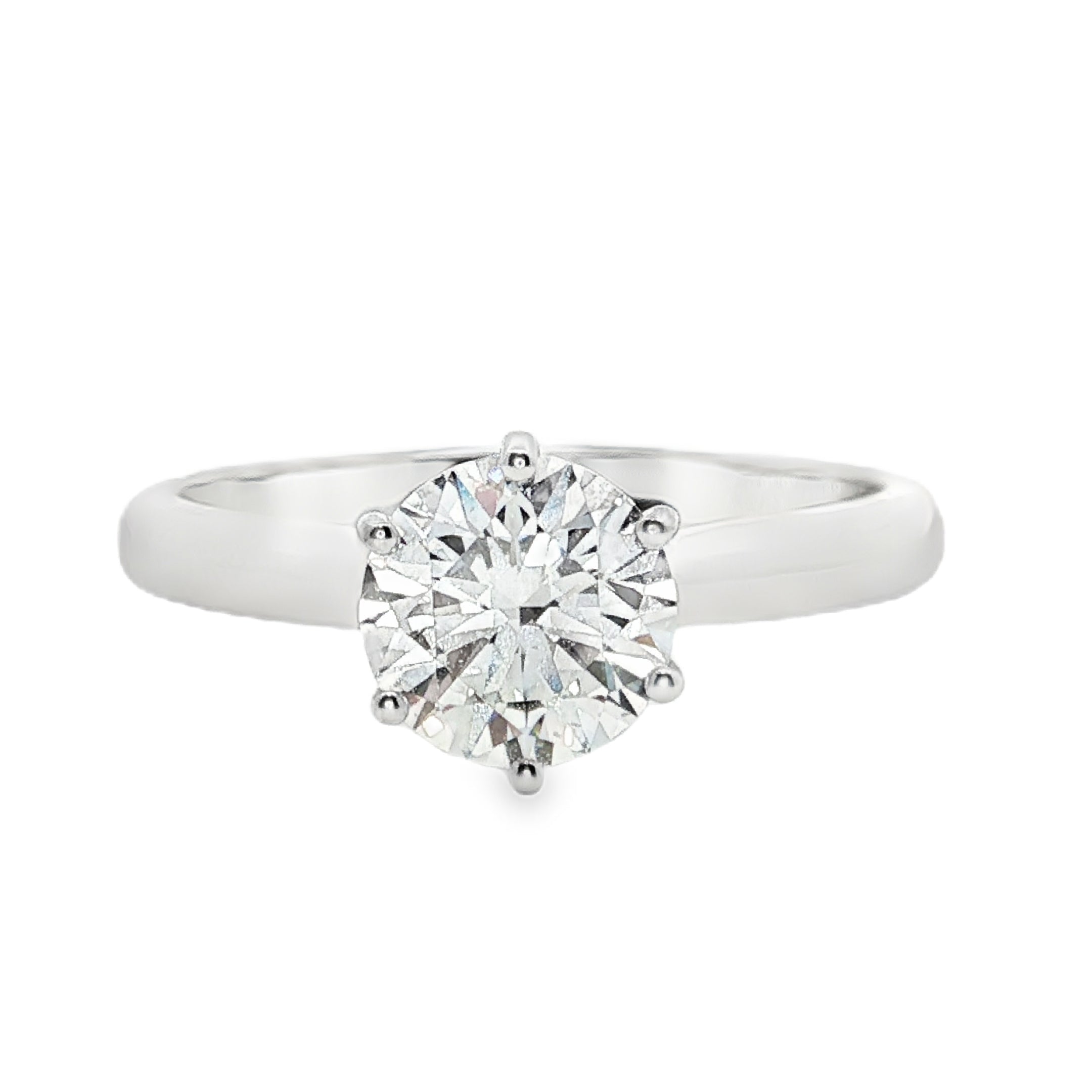 14ct White Gold Round Lab Grown Diamond Solitaire Engagement Ring – 1.24ct TDW