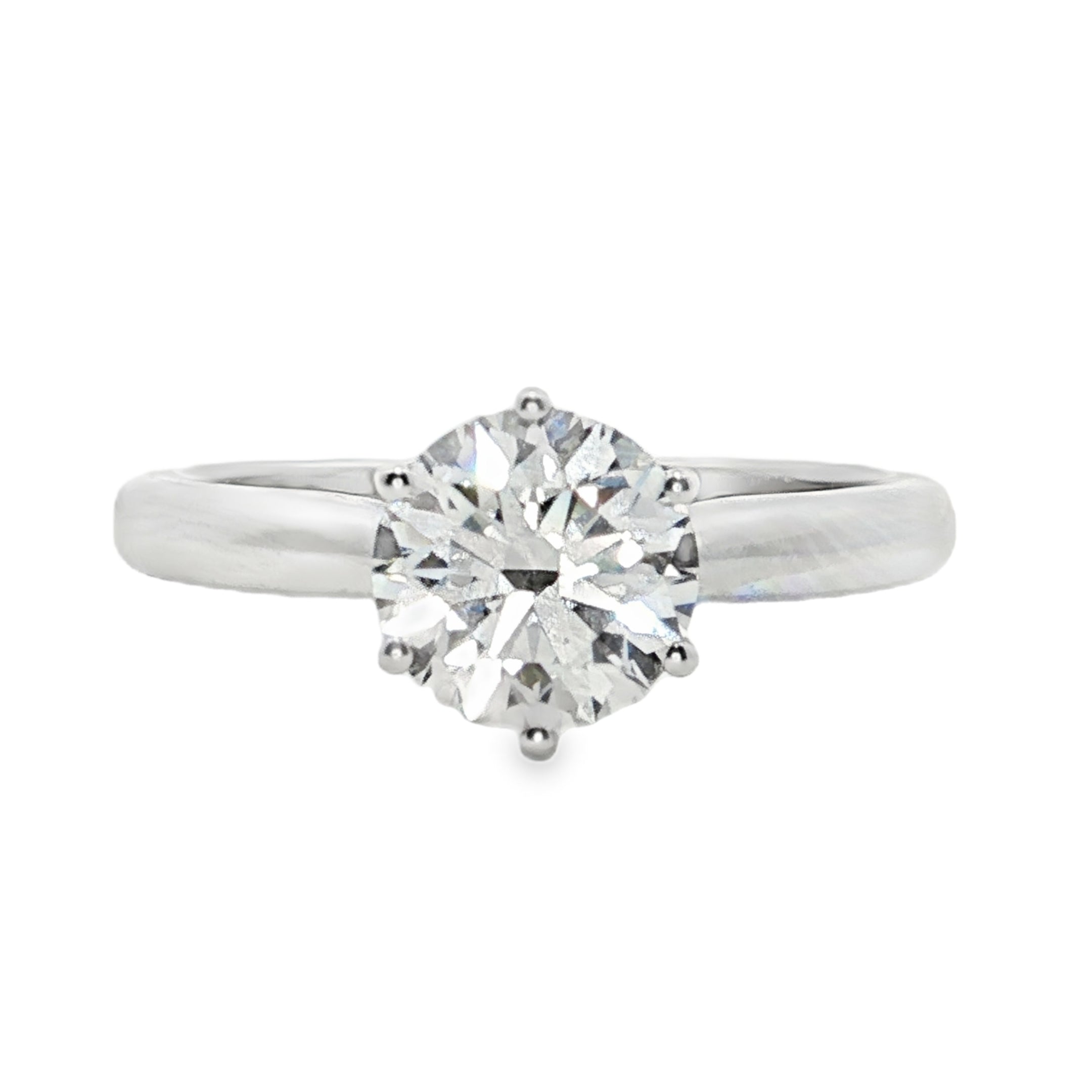 18ct White Gold Round Lab Grown Diamond Solitaire Engagement Ring – 1.25ct TDW