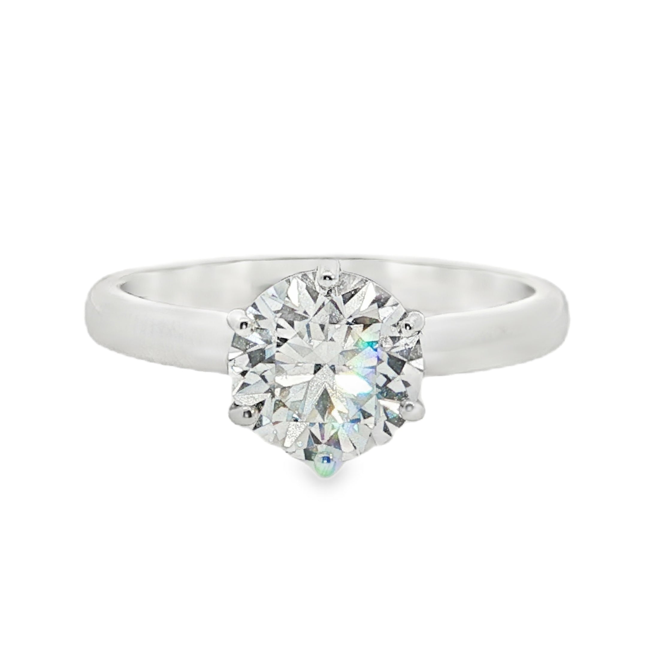 14ct White Gold Round Lab Grown Diamond Solitaire Engagement Ring – 1.50ct TDW