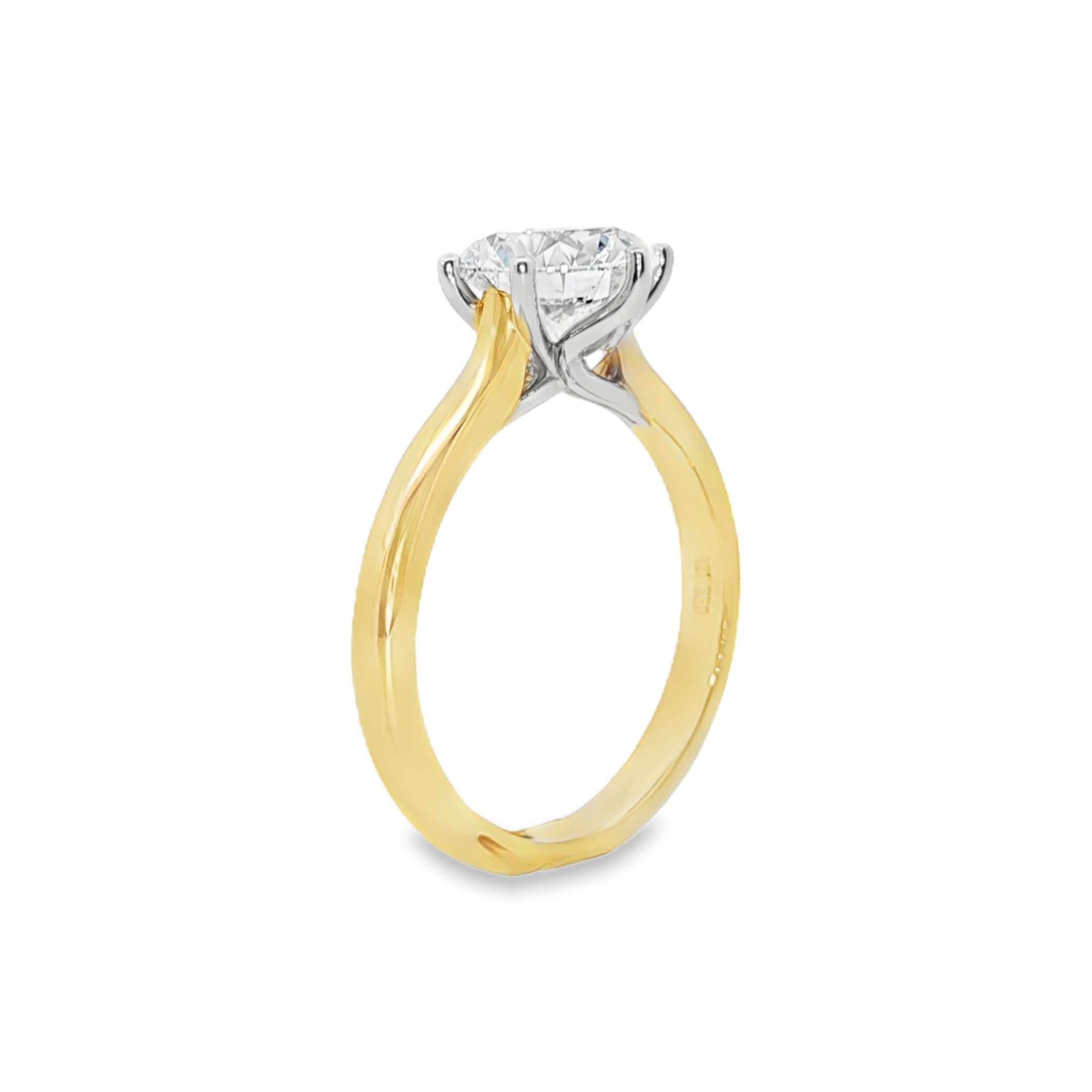 2.03ct Lab-Grown Diamond Solitaire Ring in 18ct Yellow Gold and Platinum