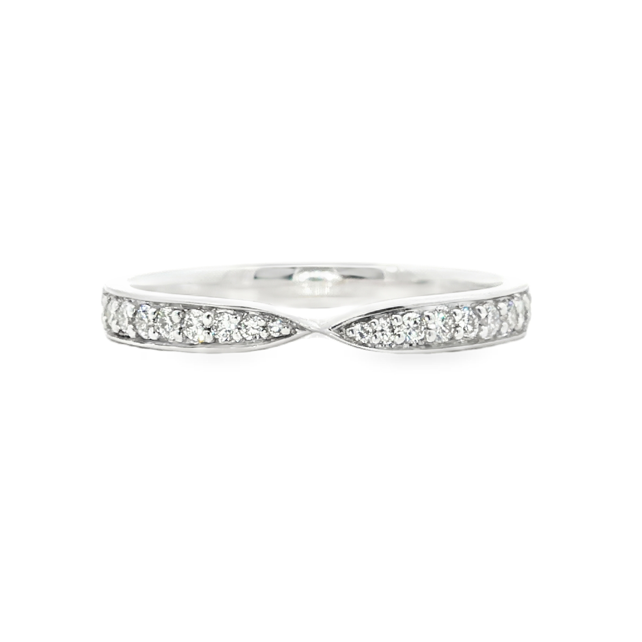0.20ct Lab-Grown Diamond Pinched Wedding Band in 9ct White Gold, Round