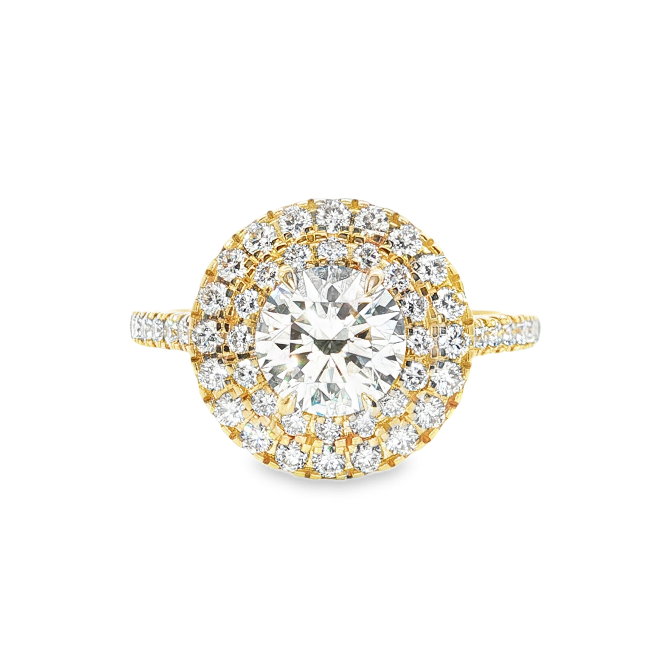 1.61ct Lab-Grown Diamond Double Halo Ring in 18ct Yellow Gold