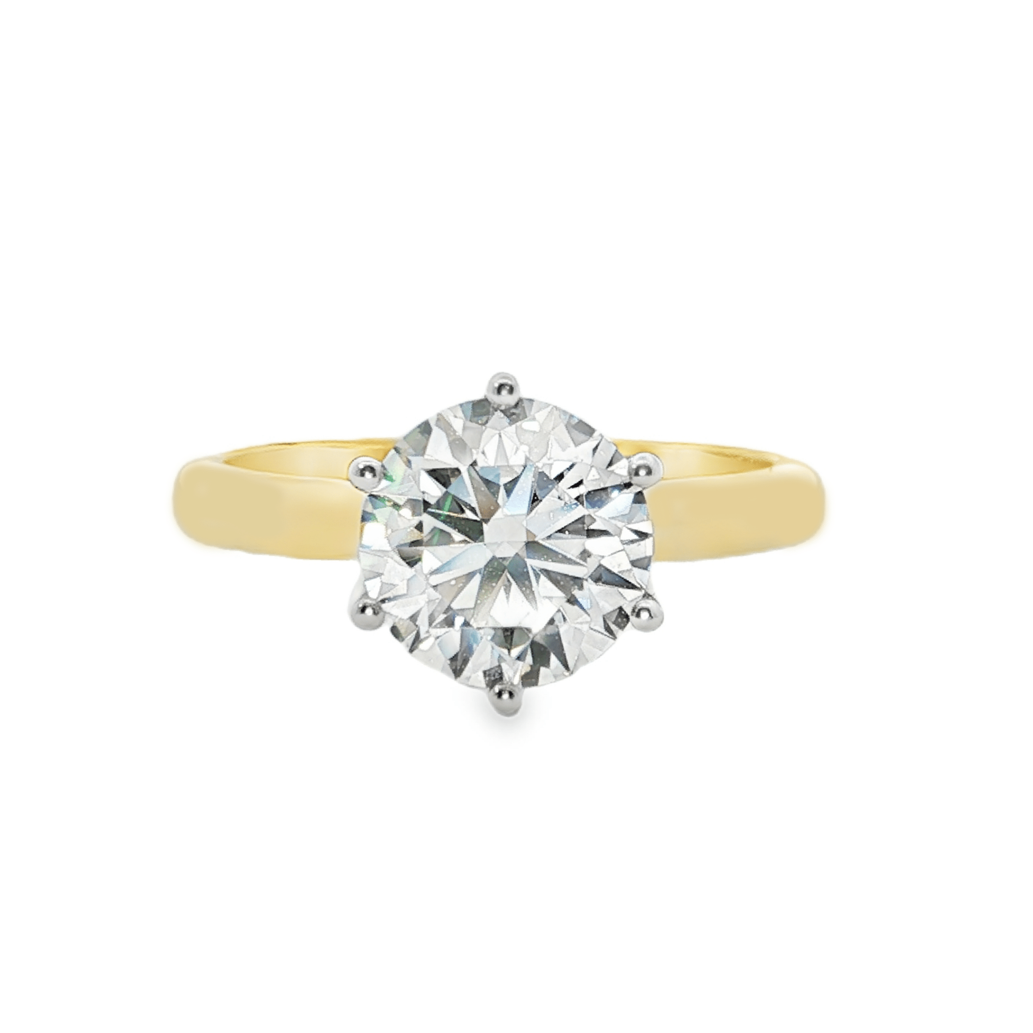 2.03ct Lab-Grown Diamond Solitaire Ring in 18ct Yellow Gold and Platinum - Diamond Lab Boutique