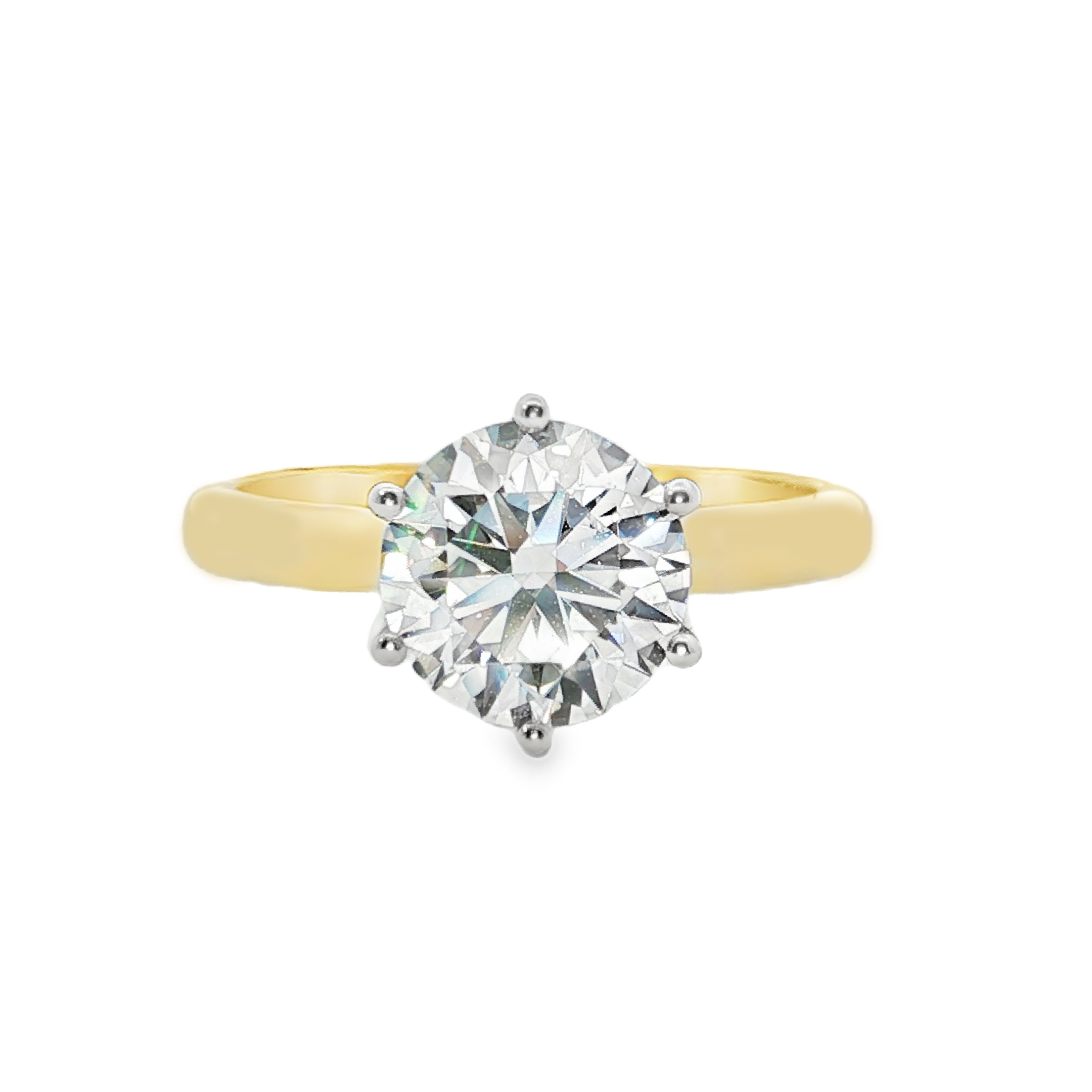 18ct Yellow Gold and Platinum Lab Grown Diamond Solitaire Ring - 2.03ct TDW