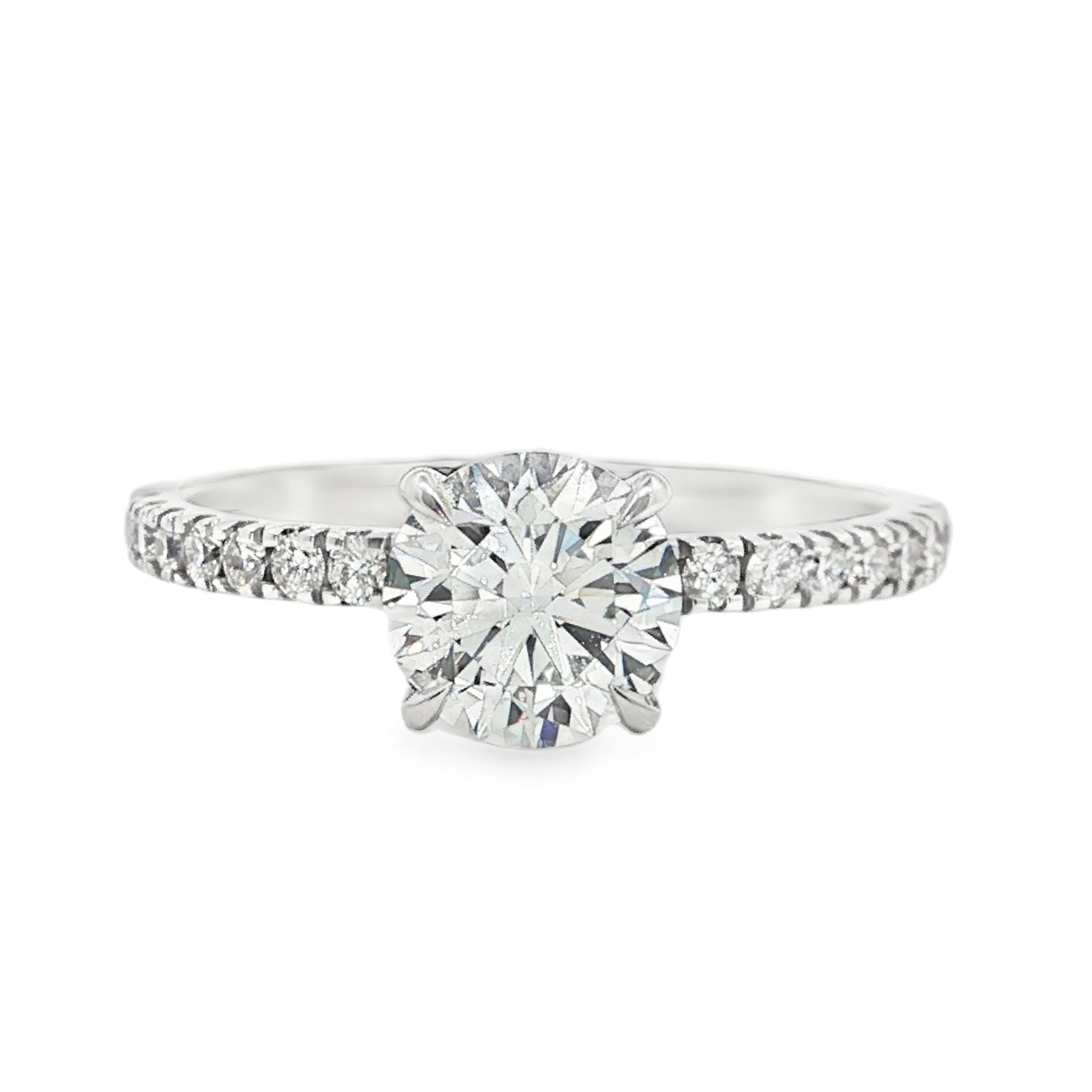 18ct White Gold Round Lab Grown Diamond Engagement Ring with Hidden Halo – 1.33ct TDW