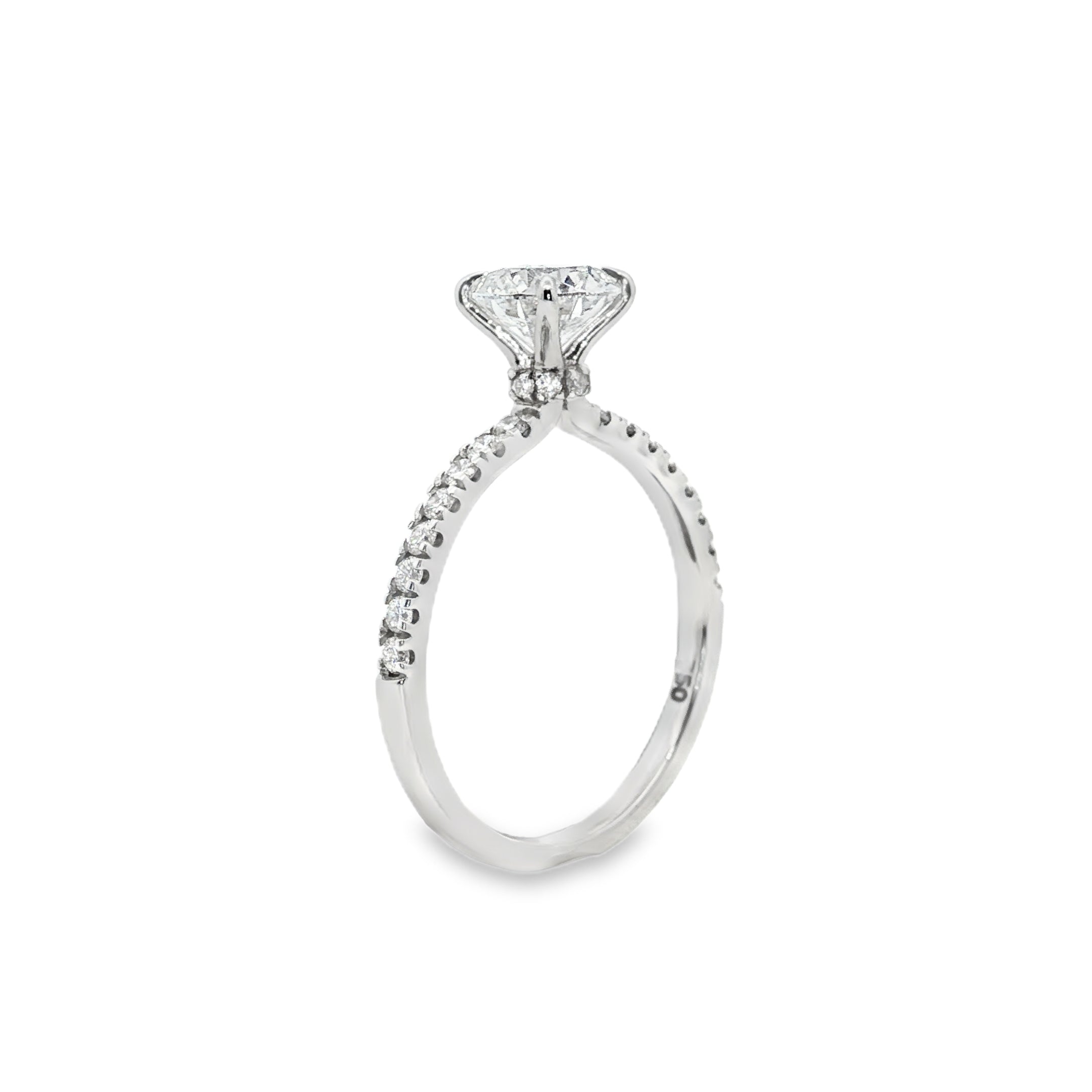 1.33ct Round Lab-Grown Diamond Engagement Ring with Hidden Halo in 18ct White Gold