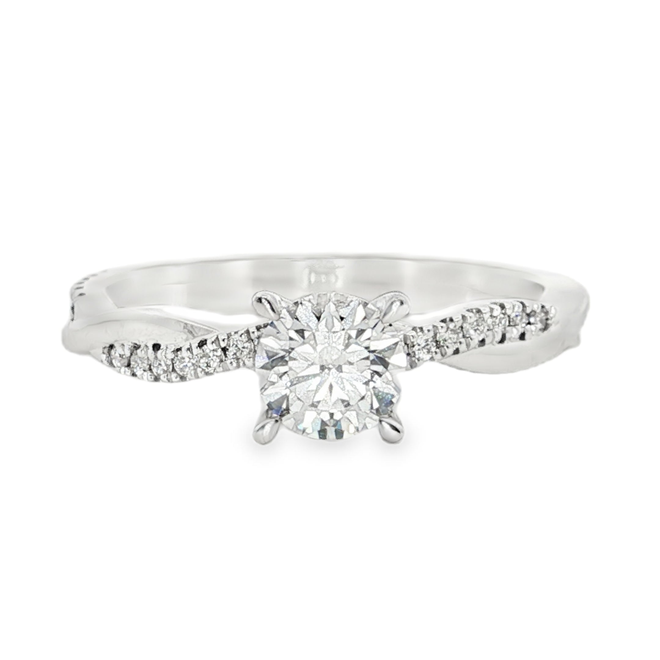 9ct White Gold Round Lab Grown Diamond Engagement Ring – 0.63ct TDW