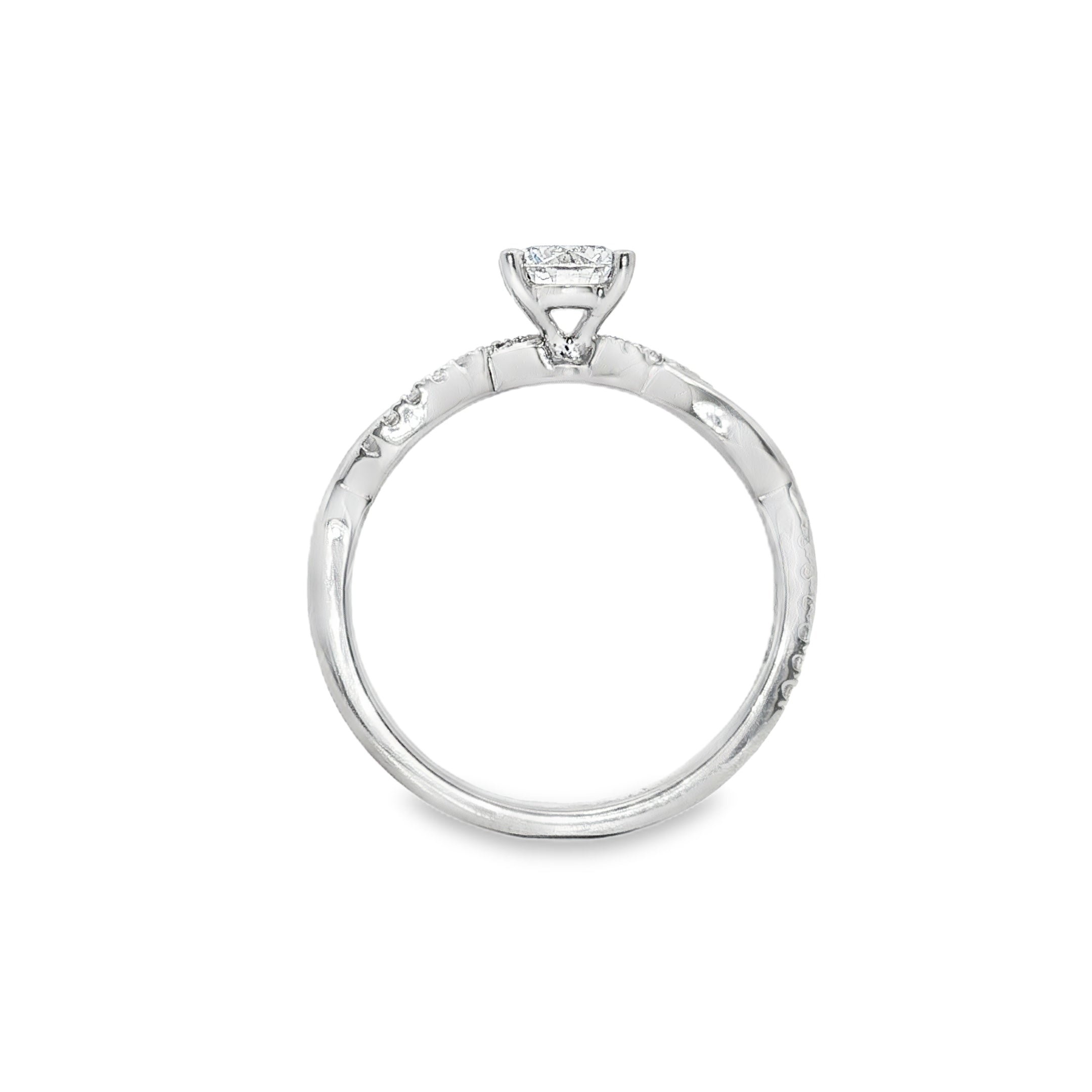 9ct White Gold Round Lab Grown Diamond Engagement Ring – 0.63ct TDW