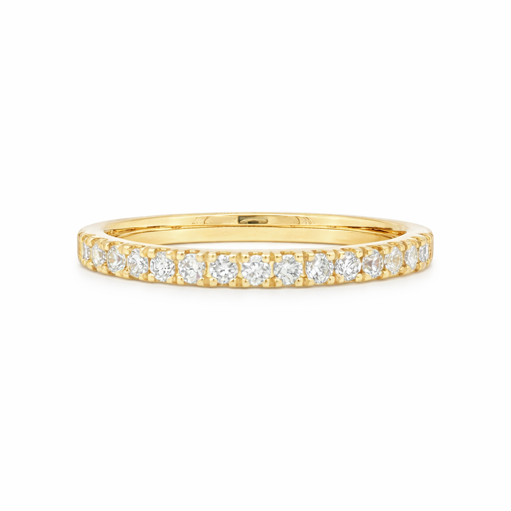 9ct Yellow Gold Claw Set Round Lab Grown Diamond Band – 0.30ct TDW