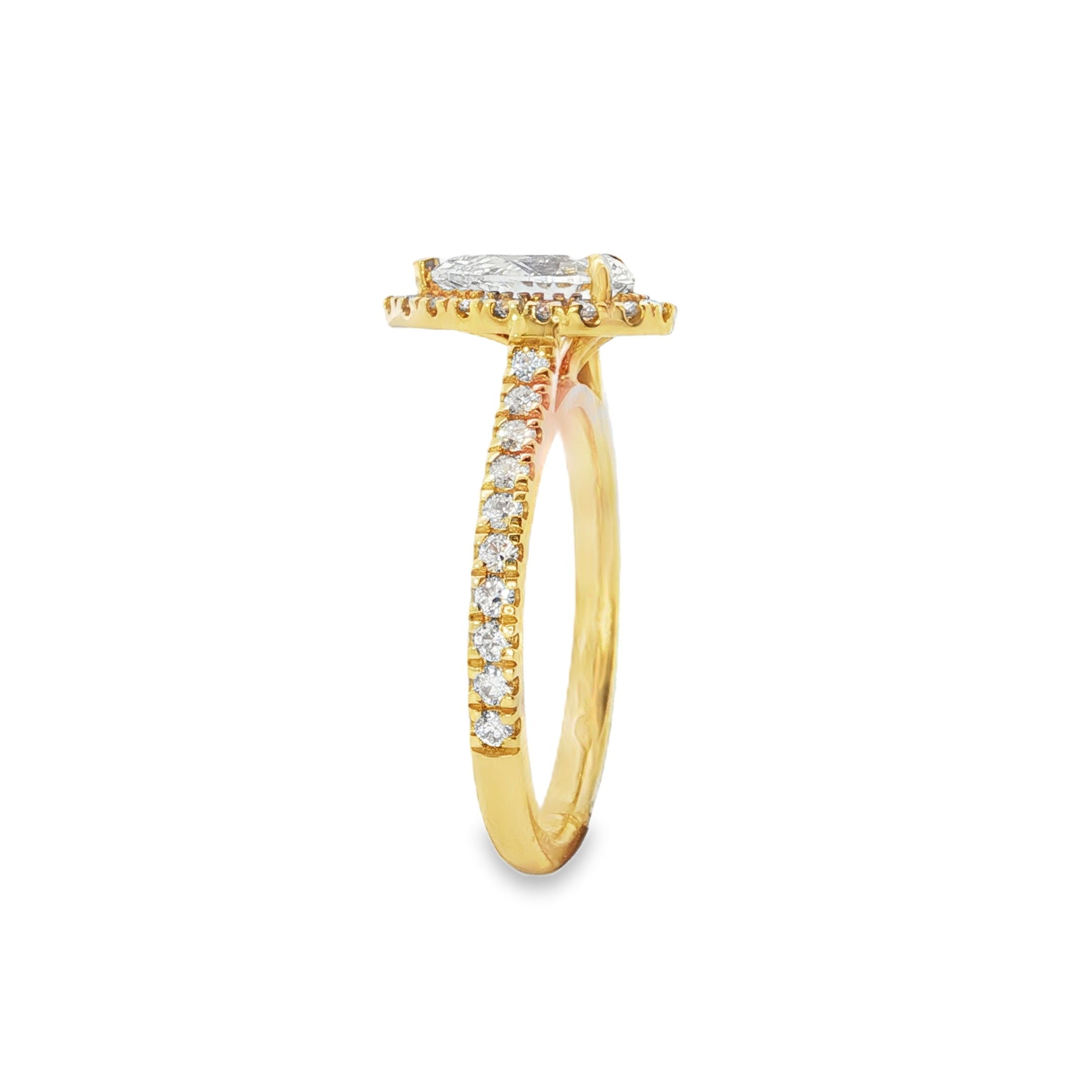 1.46ct Pear-Cut Lab-Grown Diamond Halo Engagement Ring in 18ct Yellow Gold