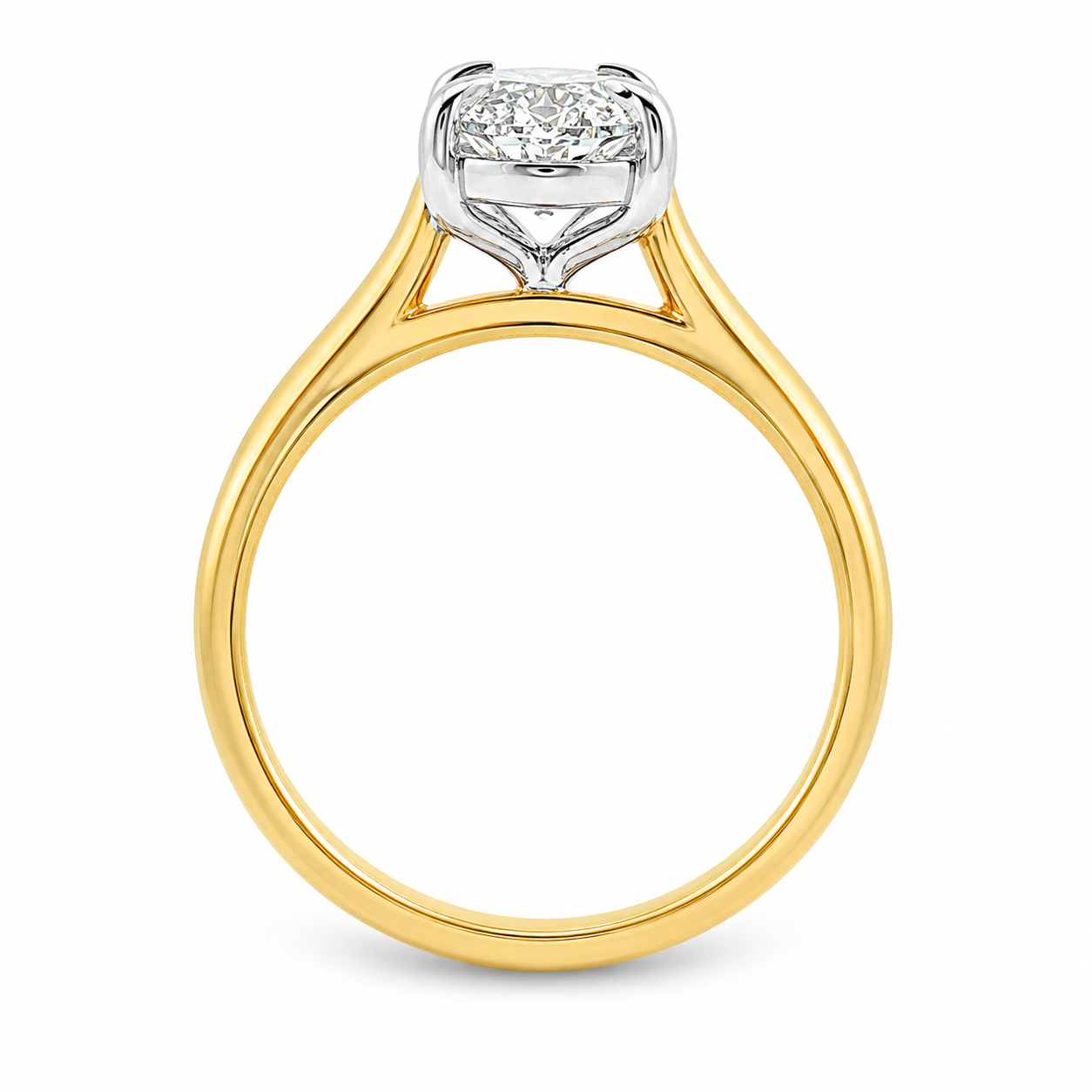 9ct Yellow & White Gold Moval Cut Lab Grown Diamond Solitaire Ring – 2.08ct TDW