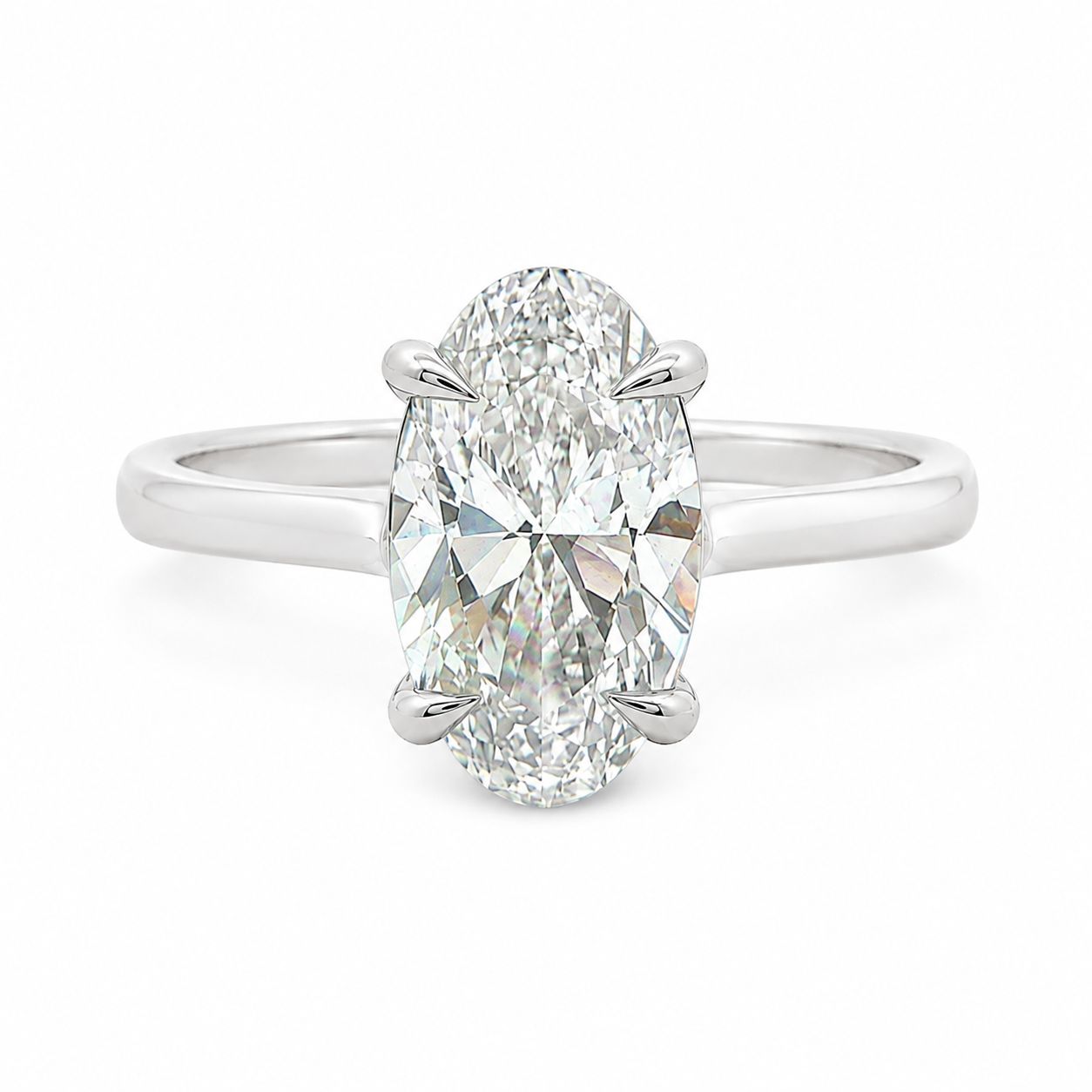 Platinum Moval Cut Lab Grown Diamond Solitaire Ring – 3.09ct TDW