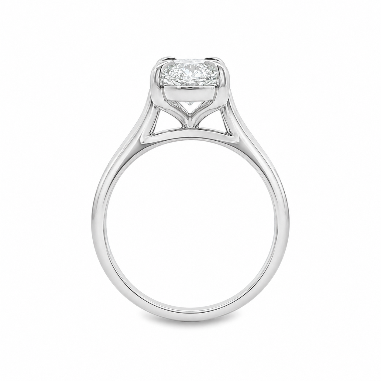Platinum Moval Cut Lab Grown Diamond Solitaire Ring – 3.09ct TDW