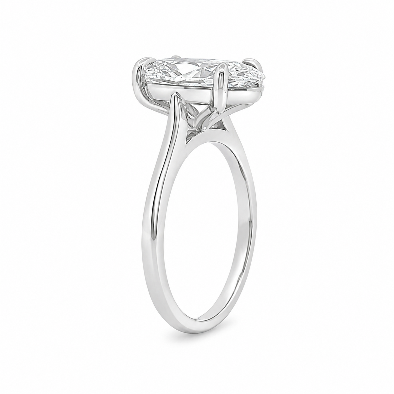 Platinum Moval Cut Lab Grown Diamond Solitaire Ring – 3.09ct TDW