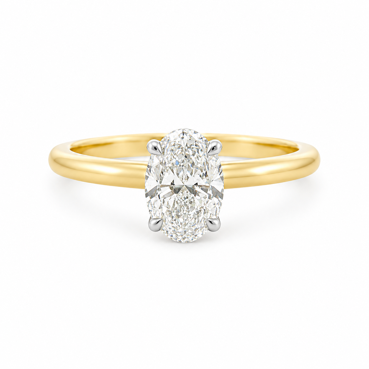 9ct Yellow and White Gold Oval Lab Grown Diamond Solitaire Ring – 0.75ct TDW