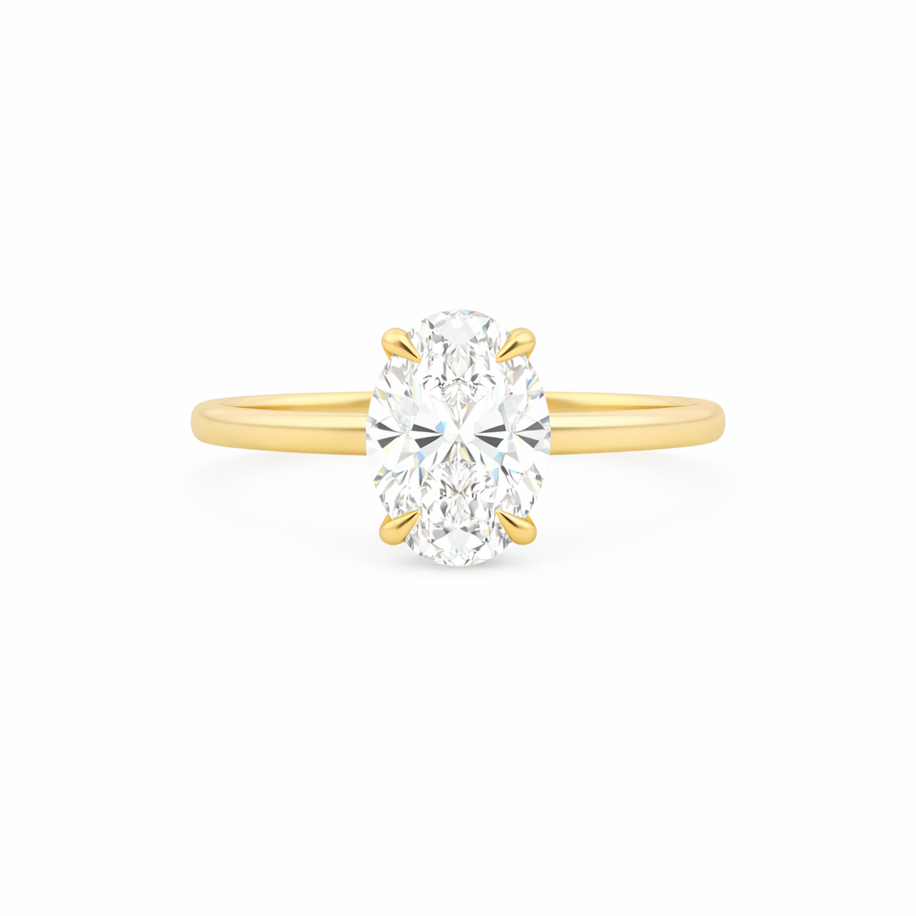 9ct Yellow Gold 4 Eagle Claw Set Oval Cut Lab Grown Diamond Solitaire Ring – 1.56ct TDW