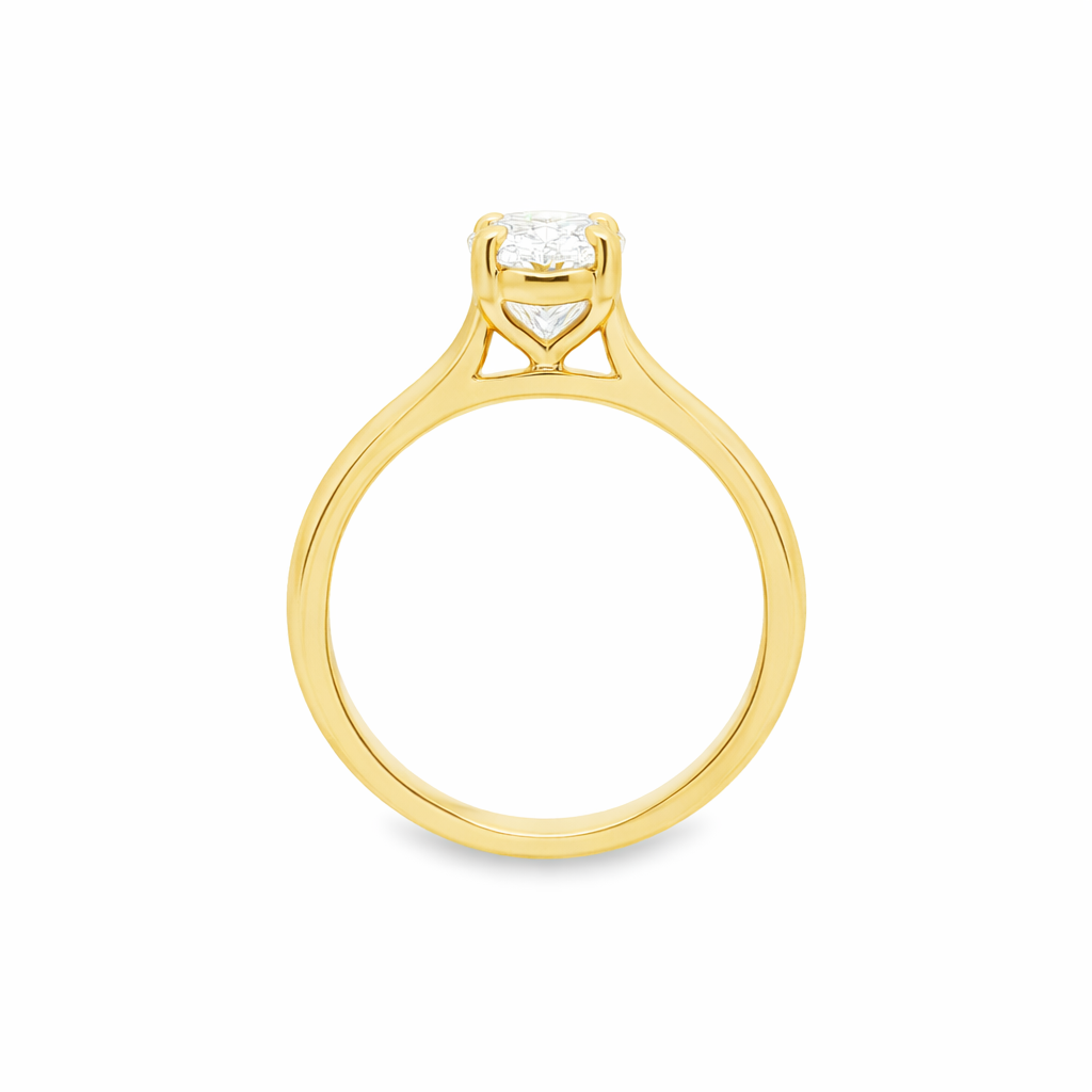 9ct Yellow Gold 4 Eagle Claw Set Oval Cut Lab Grown Diamond Solitaire Ring – 1.56ct TDW