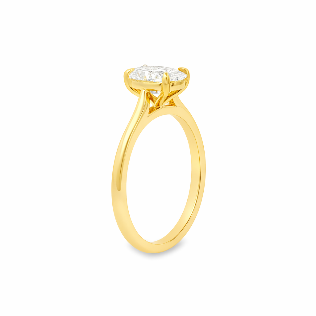 9ct Yellow Gold 4 Eagle Claw Set Oval Cut Lab Grown Diamond Solitaire Ring – 1.56ct TDW