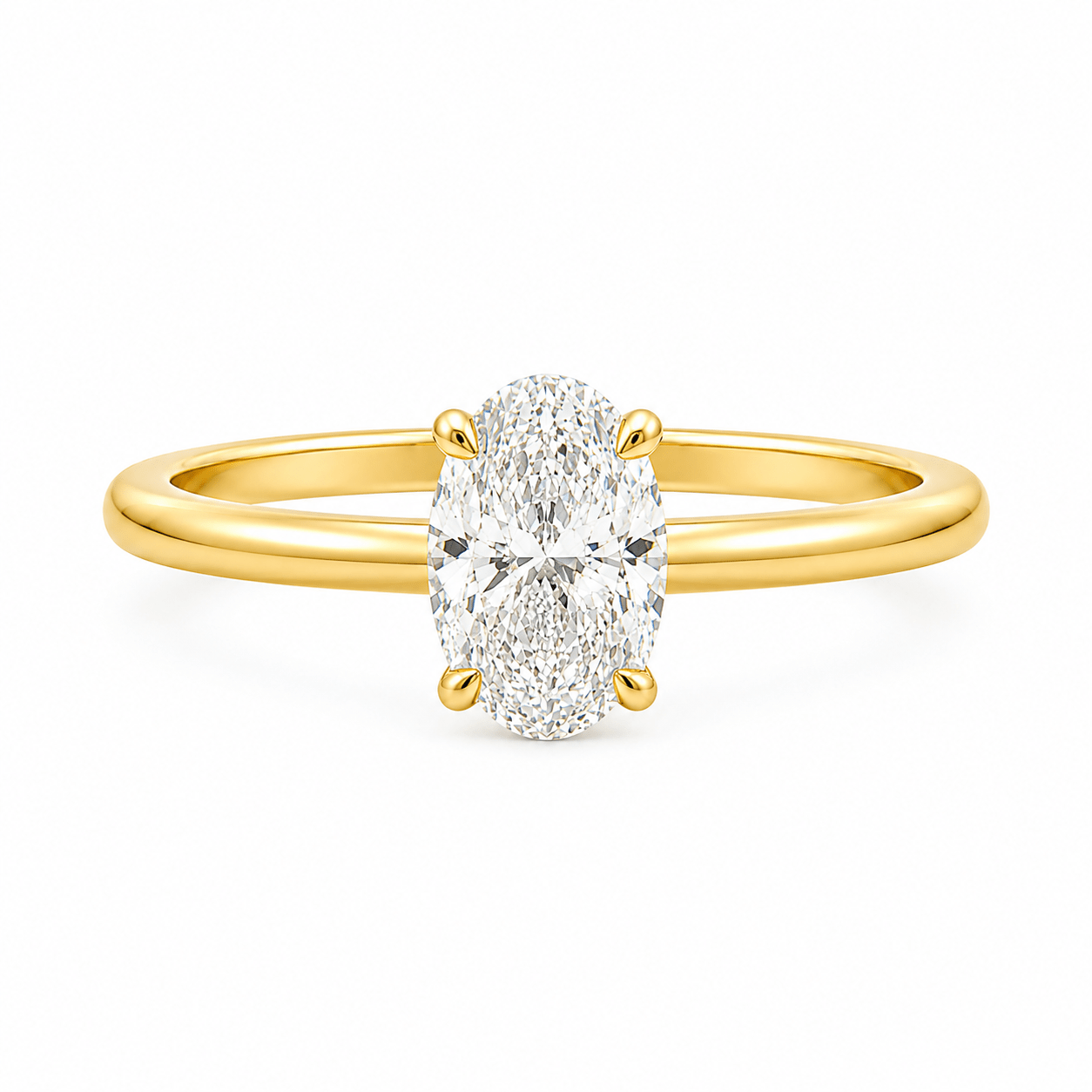 9ct Yellow Gold 4 Eagle Claw Set Oval Cut Lab Grown Diamond Solitaire Ring – 1ct TDW - Diamond Lab Boutique