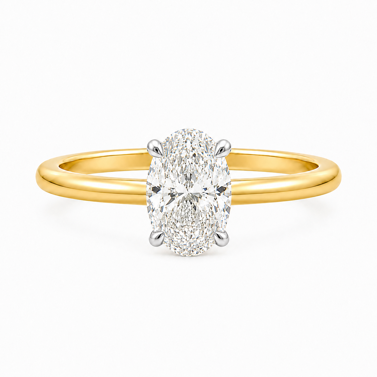 9ct Yellow & White Gold Oval Cut Lab Grown Diamond Solitaire Ring – 1.02ct TDW