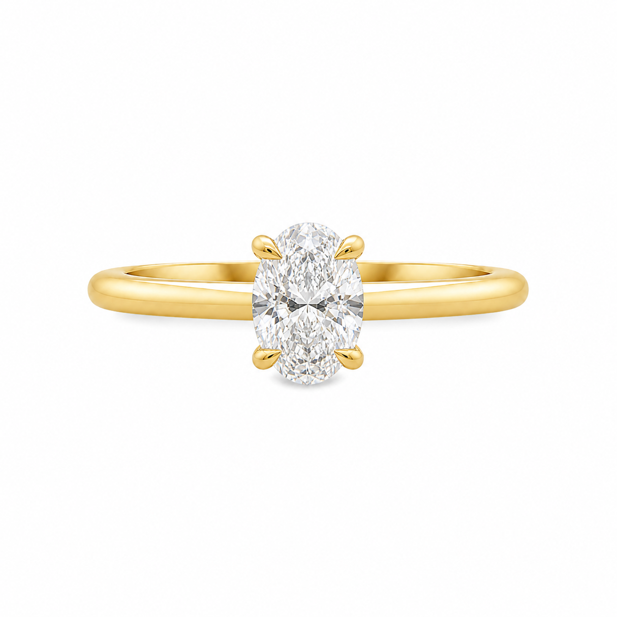 (SALE) 9ct Yellow Gold 4 Eagle Claw Set Oval Cut Lab Grown Diamond Solitaire Ring – 1ct TDW
