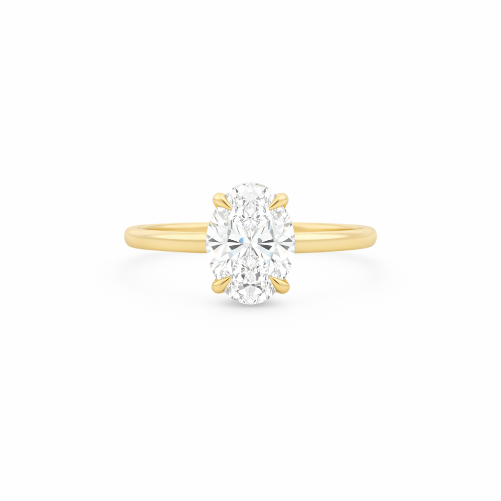 (SALE) 9ct Yellow Gold 4 Eagle Claw Set Oval Cut Lab Grown Diamond Solitaire Ring – 1ct TDW