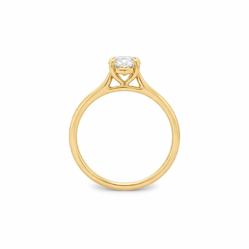 (SALE) 9ct Yellow Gold 4 Eagle Claw Set Oval Cut Lab Grown Diamond Solitaire Ring – 1ct TDW