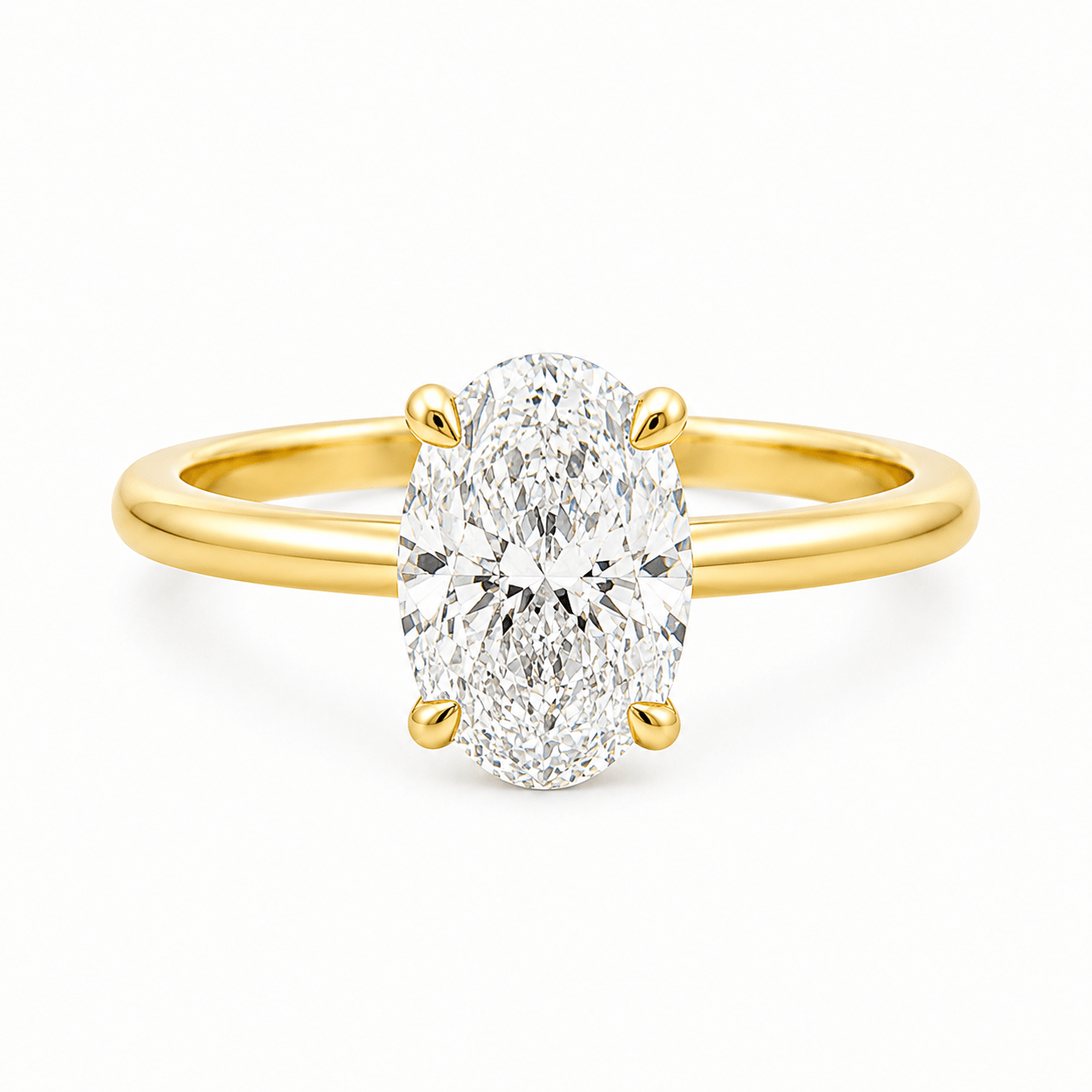 9ct Yellow Gold 4 Eagle Claw Set Oval Cut Lab Grown Diamond Solitaire Ring – 2ct TDW - Diamond Lab Boutique