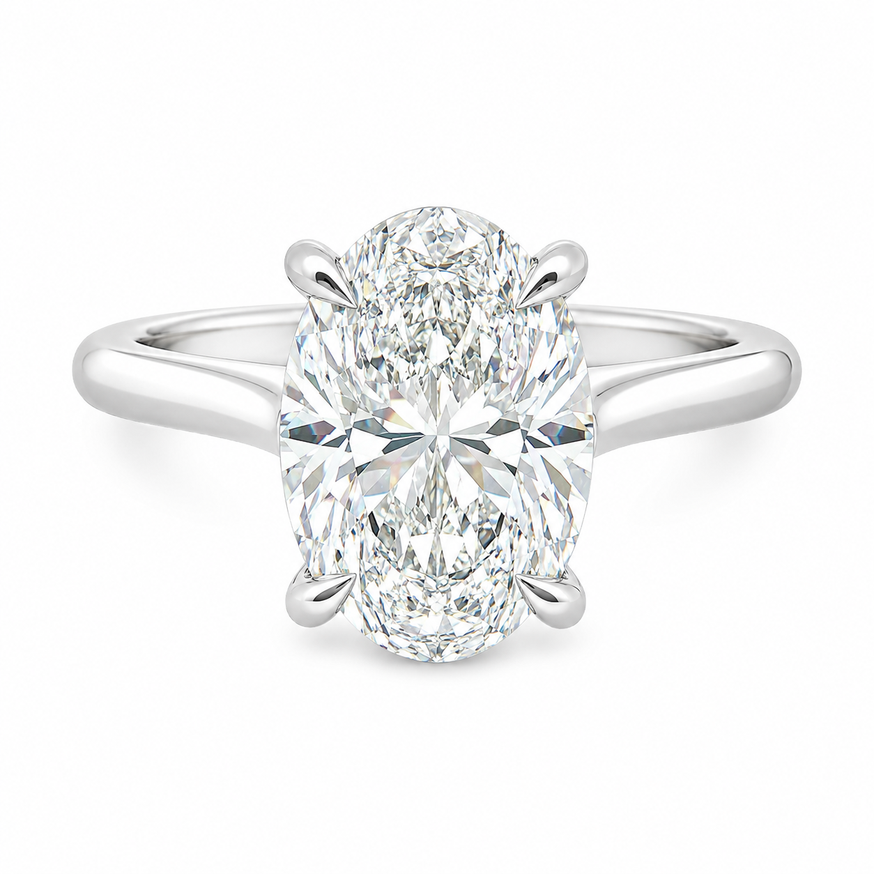 Platinum Oval Cut Lab Grown Diamond Solitaire Ring – 3.60ct TDW