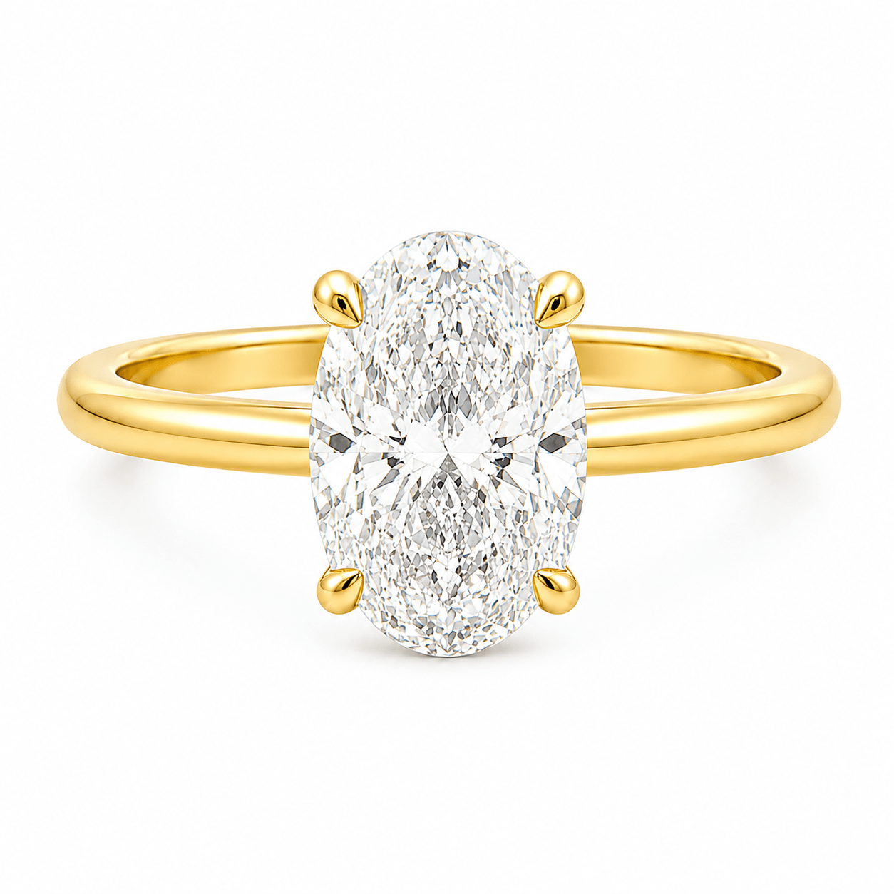 9ct Yellow Gold 4 Eagle Claw Set Oval Cut Lab Grown Diamond Solitaire Ring – 3.00ct TDW - Diamond Lab Boutique