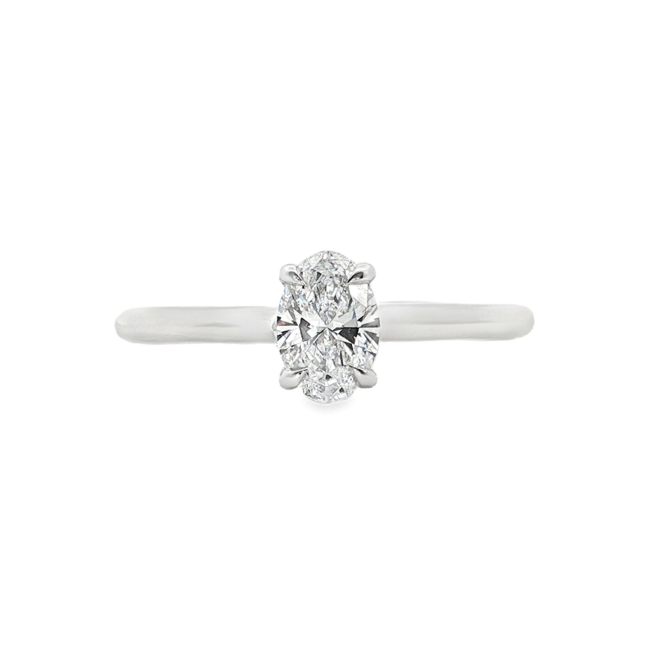 9ct White Gold Oval Lab Grown Diamond Solitaire Engagement Ring – 0.50ct TDW