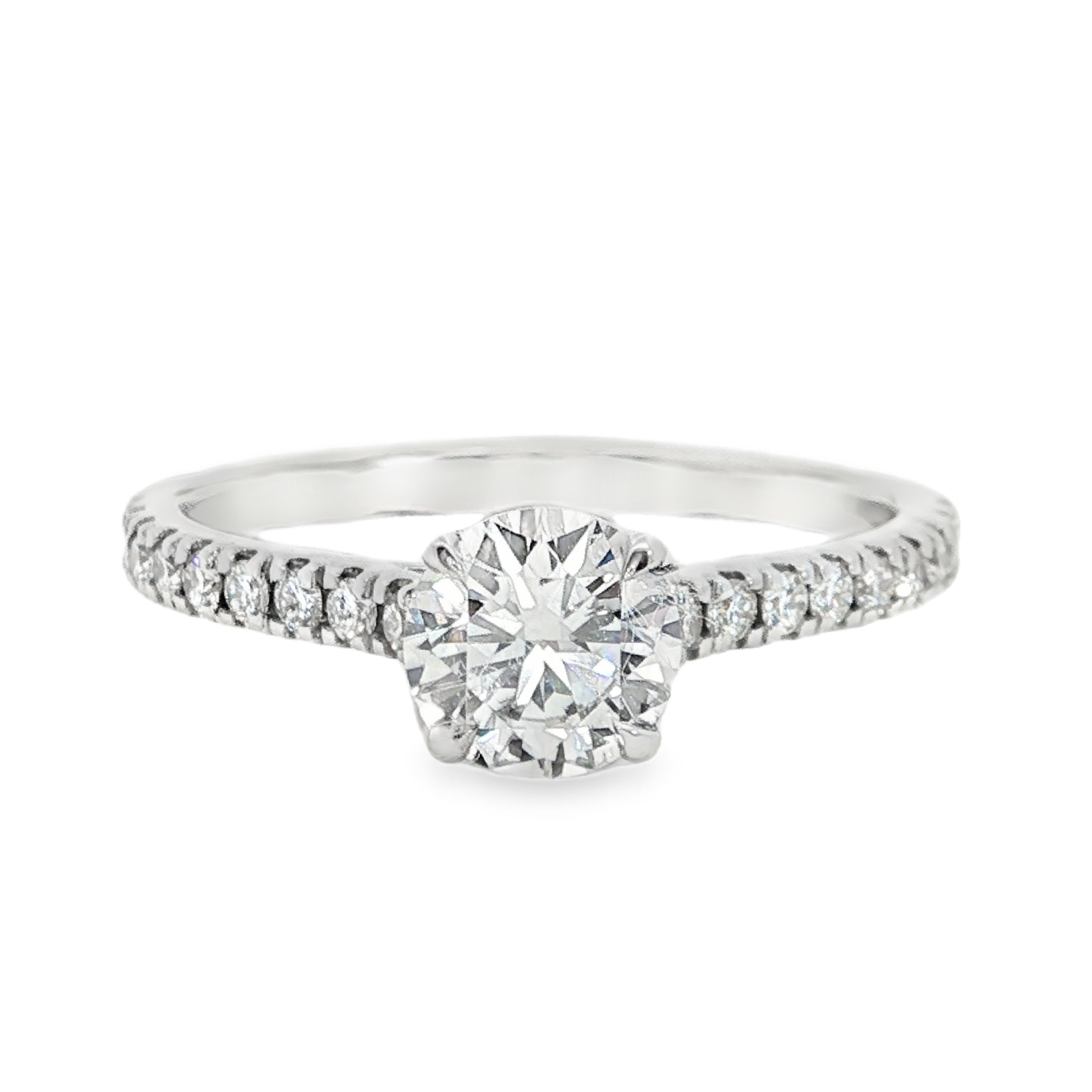 9ct White Gold Round Lab Grown Diamond Engagement Ring – 1.00ct TDW