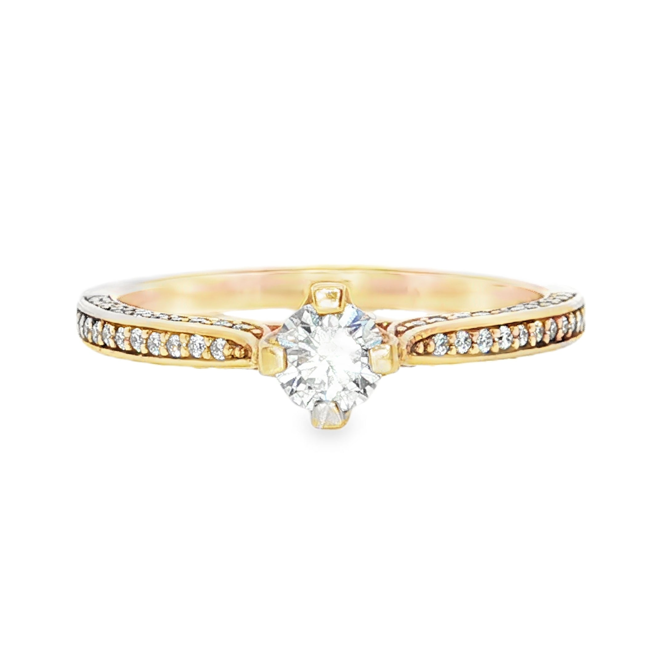 9ct Yellow Gold Round Lab Grown Diamond Ring – 0.43ct TDW