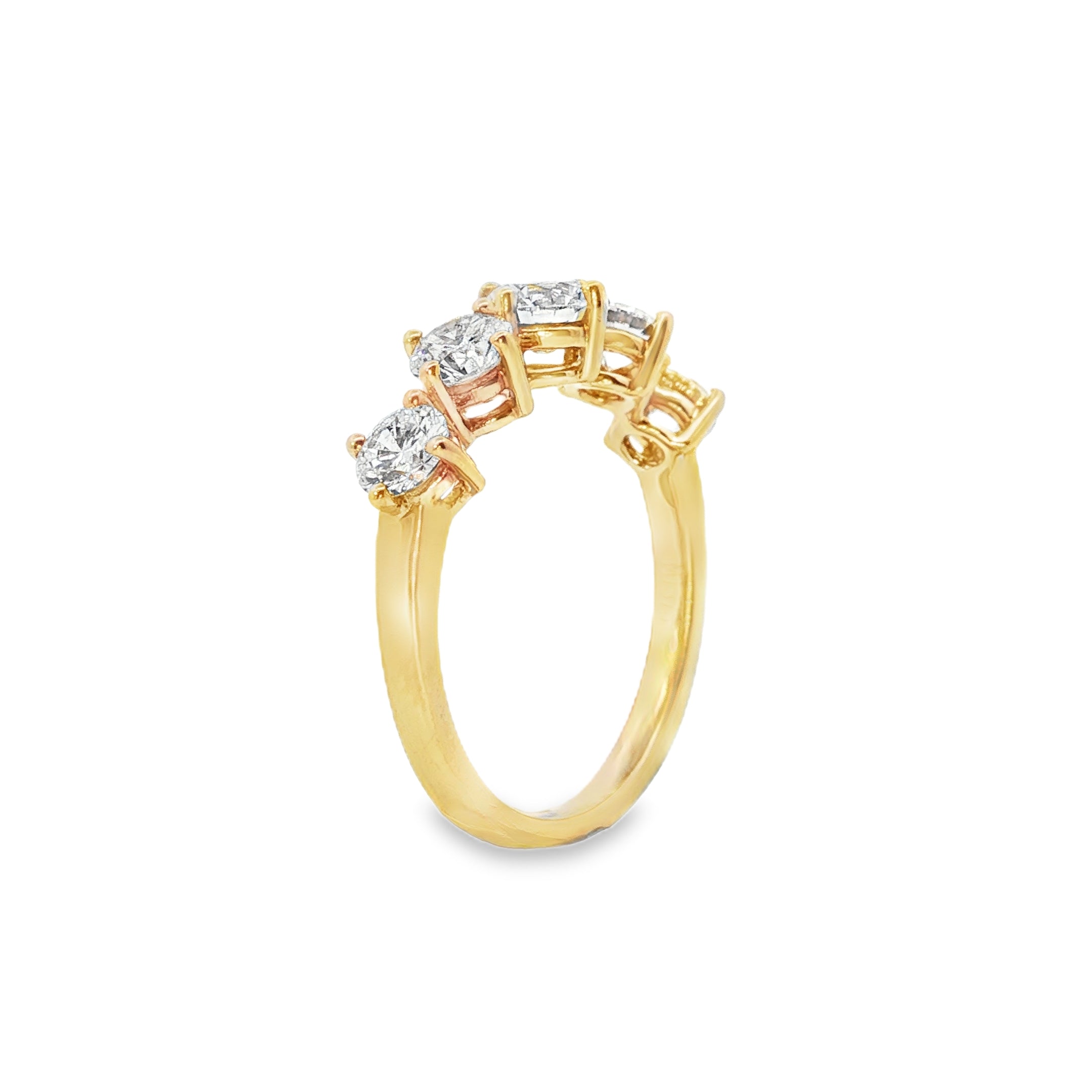 1.50ct Lab-Grown Diamond Claw Set Band in 9ct Yellow Gold, Round, 4 Stones 1.00ct & Centre 0.50ct, F VS+