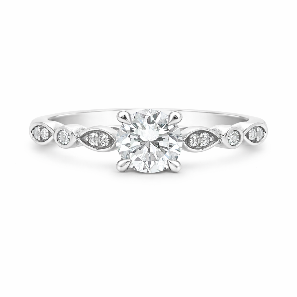 9ct White Gold Round Lab Grown Diamond Solitaire Ring – 0.57ct TDW