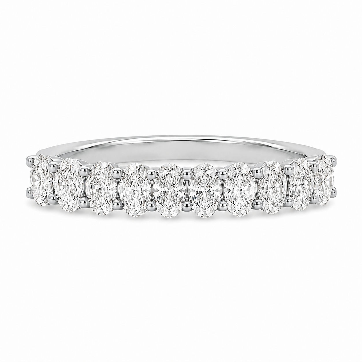 18ct White Gold Oval Lab Grown Diamond Eternity Band – 1.10ct TDW