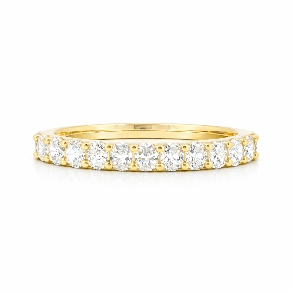9ct Yellow Gold Claw Set Oval Lab Grown Diamond Eternity Band – 1.10ct TDW